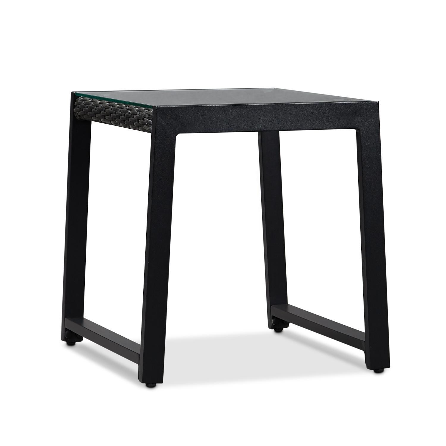Lakeview Rustic Bay Black 2 Piece Aluminum End Table Set - Single Table - White Background thumbnail