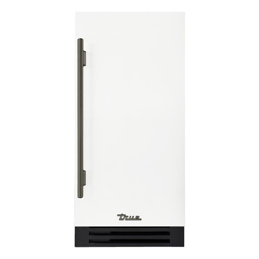 True TUIADA-15-RS-A~030-H05 ADA Height 15-Inch 75 Lb. Right Hinge Outdoor Ice Maker - Matte White w/ Pewter Handle - Display - White Background thumbnail
