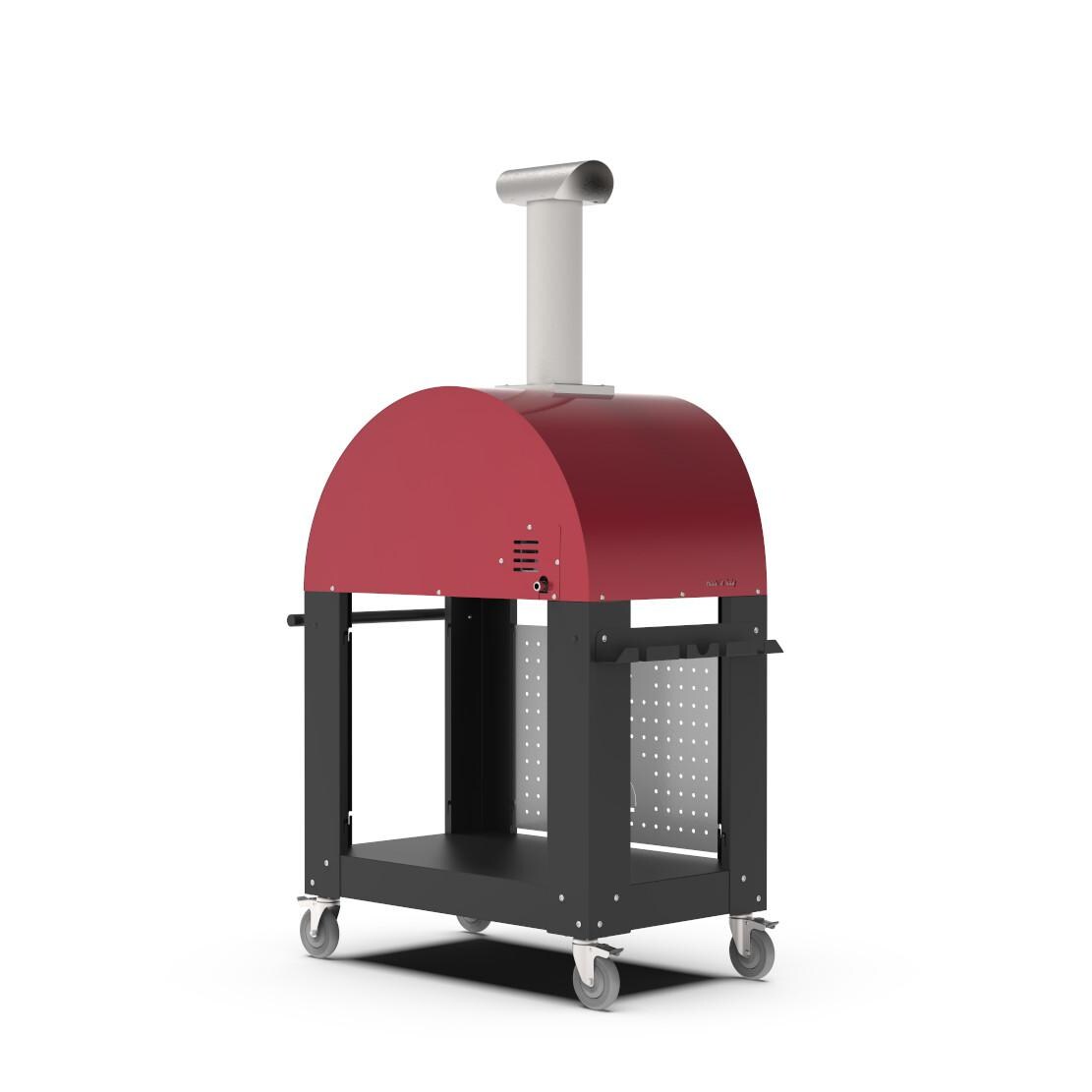 Alfa FXMD-2P-GROA-U + BF-2P-NER Moderno 2 Pizze Propane Pizza Oven W/ Natural Gas Conversion Kit and Oven Base - Antique Red - Back Right thumbnail