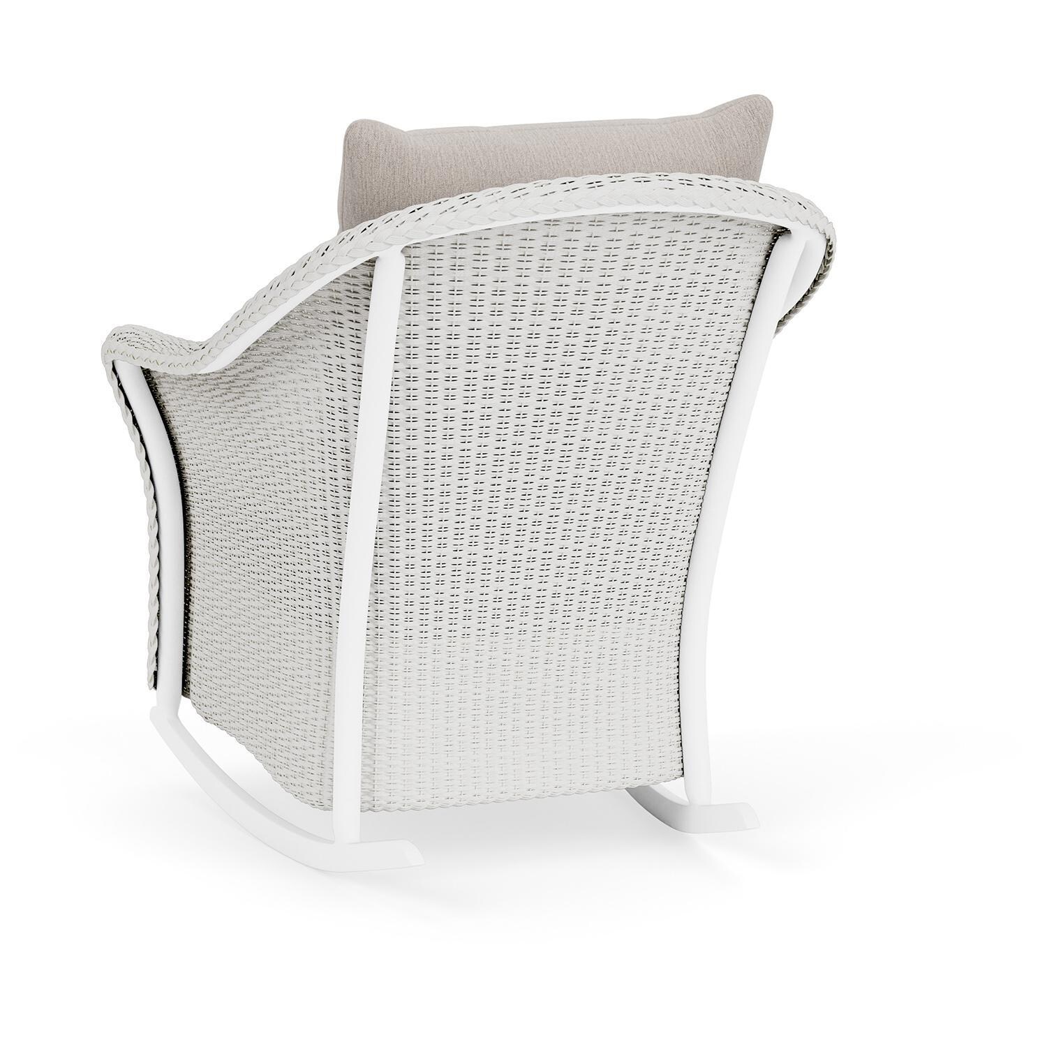 Lloyd Flanders Weekend Retreat Lounge Rocker in Matte White Finish W/ Remy Cloud Fabric - Back Left thumbnail