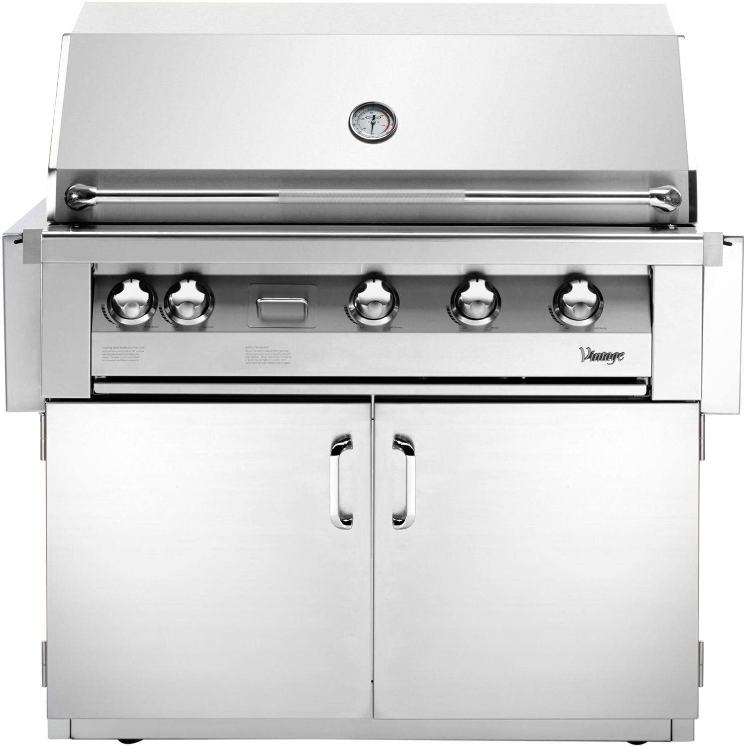 Vintage 42-in Stainless Steel Liquid Propane Gas Grill w/ Sear Zone & 2-Door Cart - VBQ42SZG-L-1-KIT