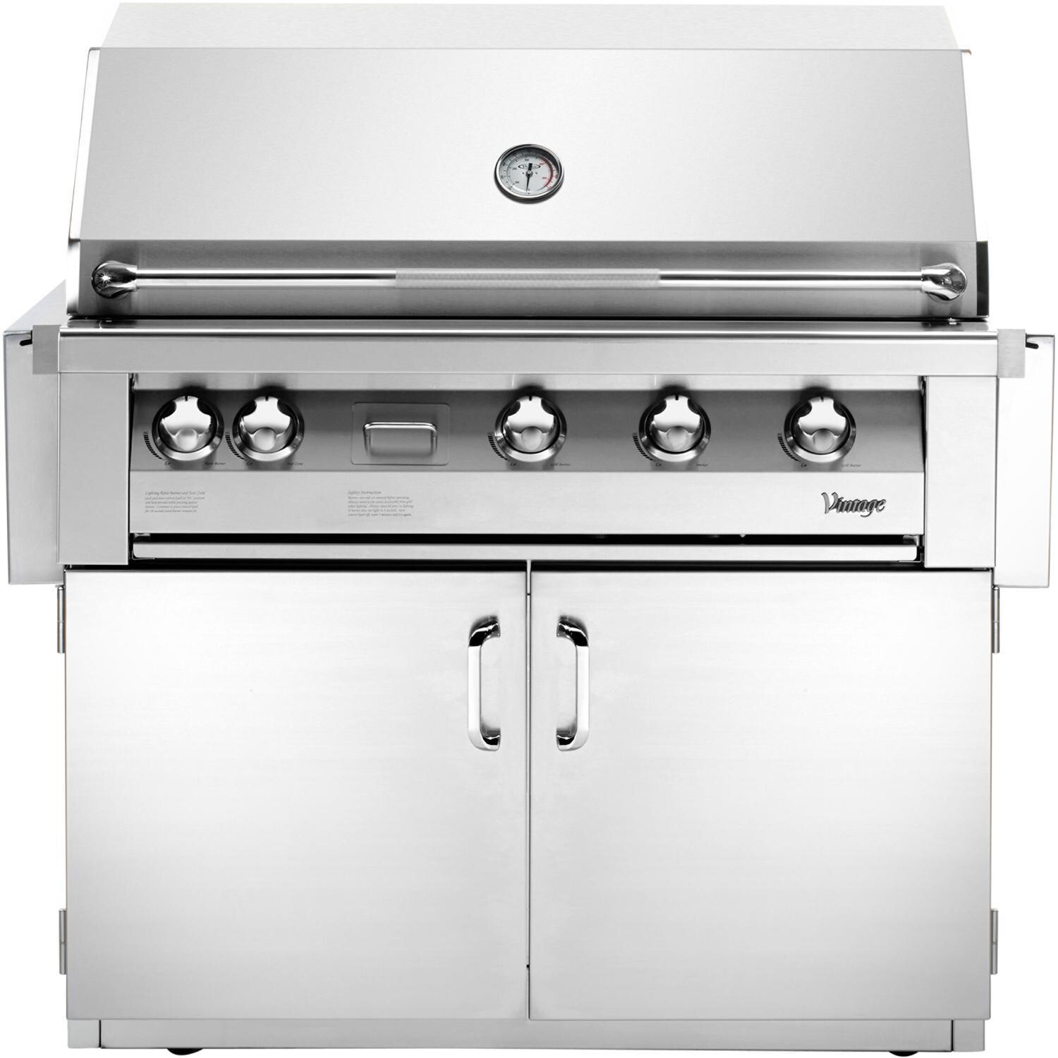 Vintage 42-in Stainless Steel Liquid Propane Gas Grill w/ Sear Zone & 2-Door Cart - VBQ42SZG-L-1-KIT