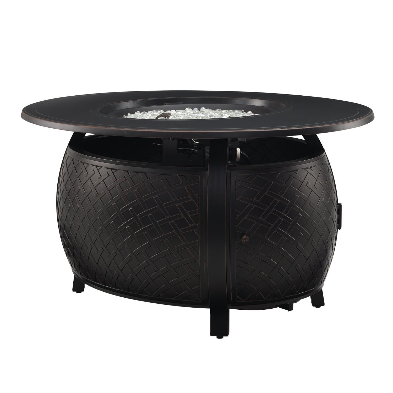 Ultimate Patio 63222-NG Palm Way 48-Inch Oval Aluminum Natural Gas Fire Pit - Full View Open thumbnail