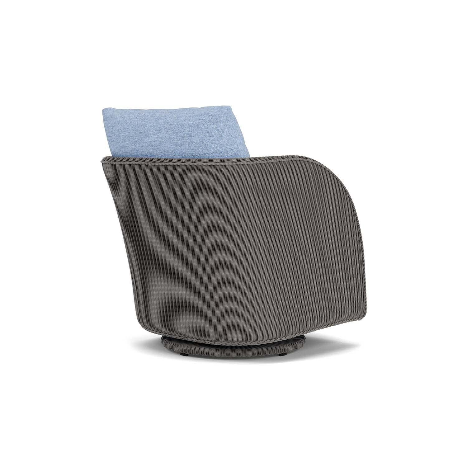 Lloyd Flanders Essence Swivel Glider Lounge Chair W/Demo Skyway Fabric - Pewter Finish - Back Right thumbnail