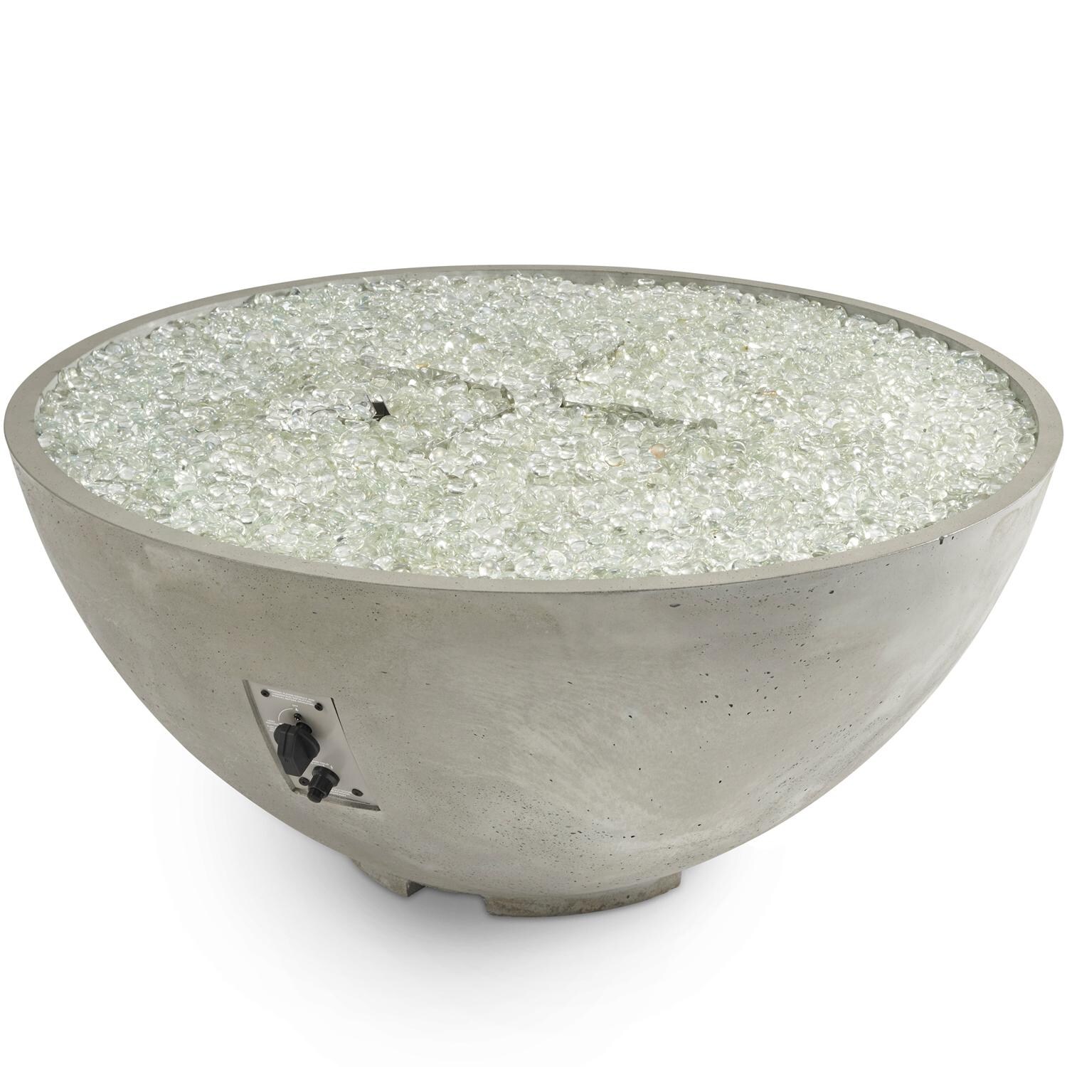 The Outdoor GreatRoom Company Cove Edge CV-30E-NG 42-Inch Round Natural Gas Fire Pit Bowl with 30-Inch Crystal Fire Burner - Ships As Propane With Conversion Fittings - Natural Grey - Shown Without Burner Lit thumbnail