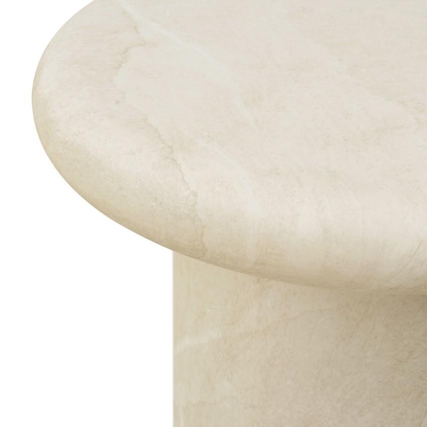 Travertino 21 Inch Cream GFRC Round End Table by Sunset West - Top - Detail thumbnail