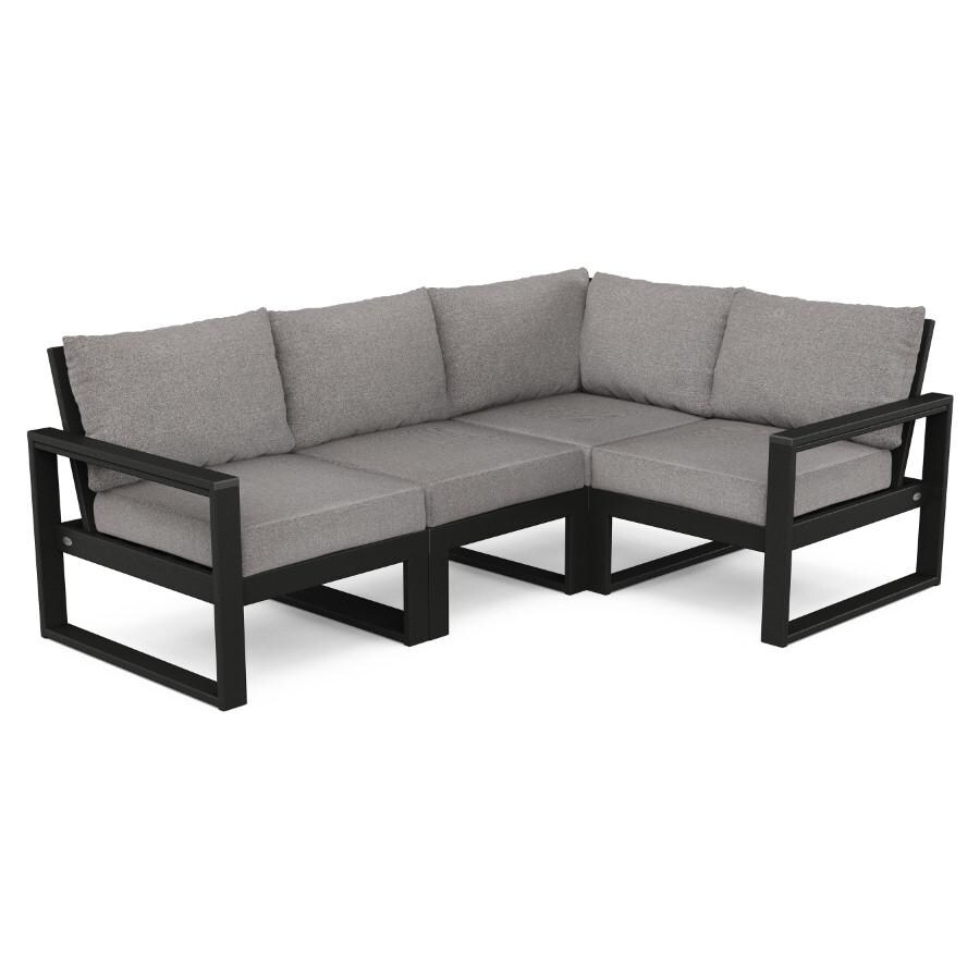 EDGE Recycled Plastic Sectional Sofa in Black/Gray Mist by POLYWOOD