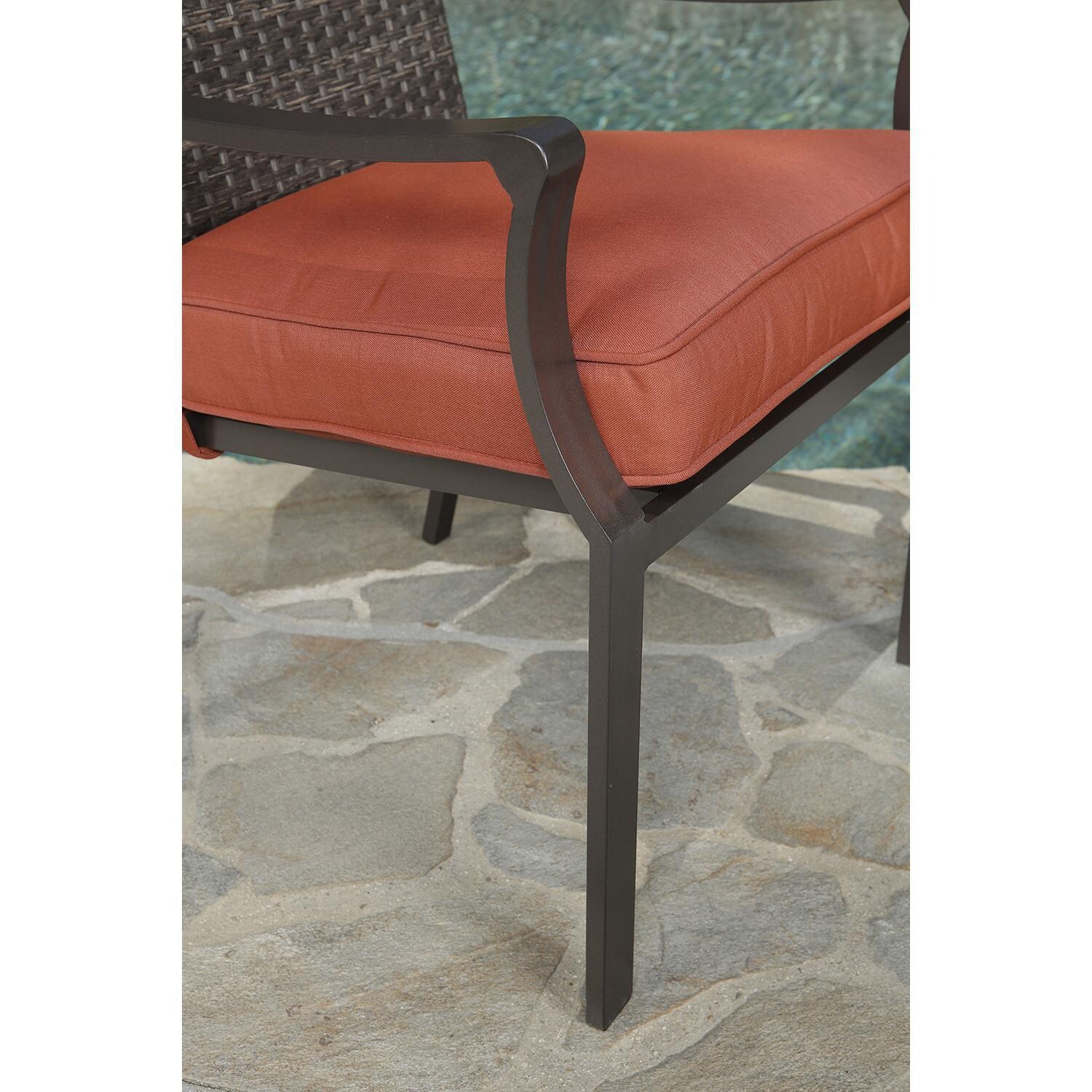 Lakeview Outdoor Designs Brusly 7 Piece Wicker & Aluminum Patio Dining Set - Patio Dining Chair Armrest & Seat Detail thumbnail