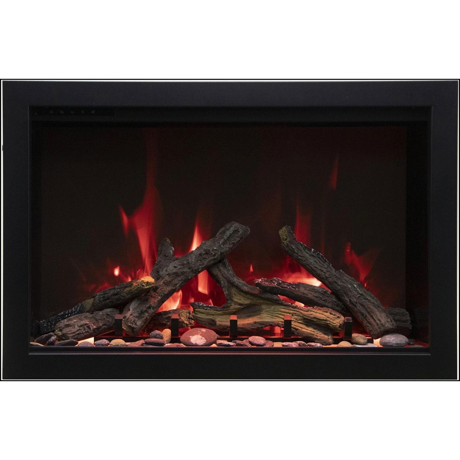 Amantii TRD-48-BESPOKE Traditional Bespoke 48 Inch Indoor / Outdoor Electric Insert Featuring Thermostatic Remote & WiFi Capable Fireplace - Display - White Background thumbnail