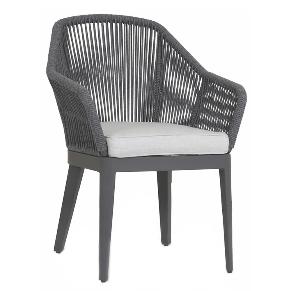 Sunset West - 4101-1-57005 - Milano Olefin Rope & Aluminum Patio Dining Chair W/ Sunbrella Echo Ash Cushions thumbnail