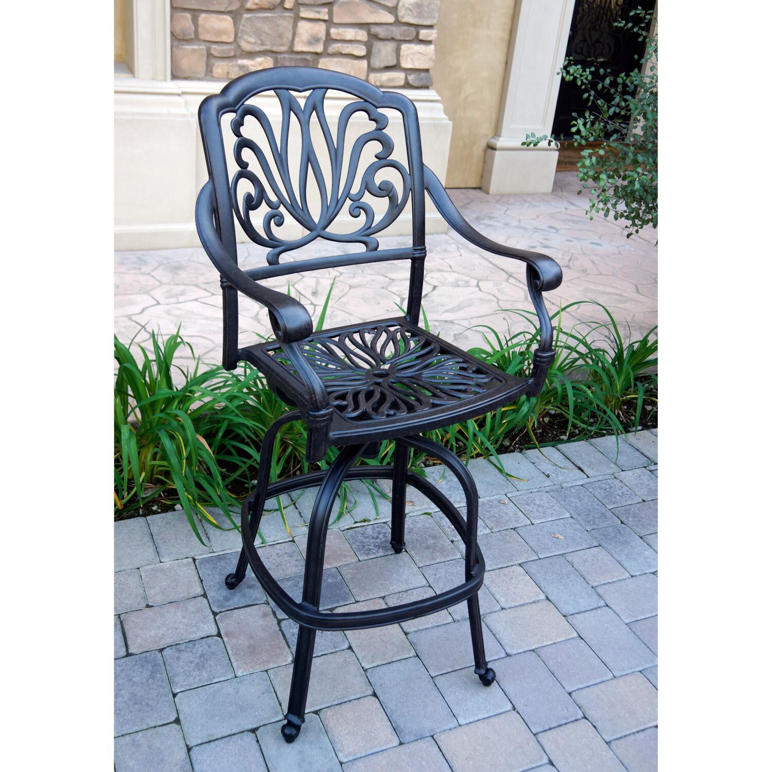 Darlee DL707-5PC-AC17F Elisabeth Cast Aluminum Patio Swivel Bar Stool - Frame thumbnail