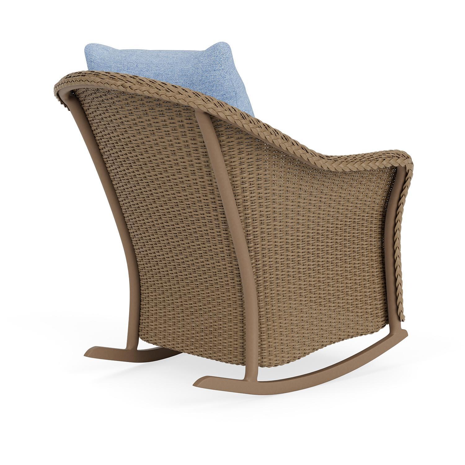 Lloyd Flanders Weekend Retreat Lounge Rocker in Fawn Finish W/ Demo Skyway Fabric - Back Right thumbnail