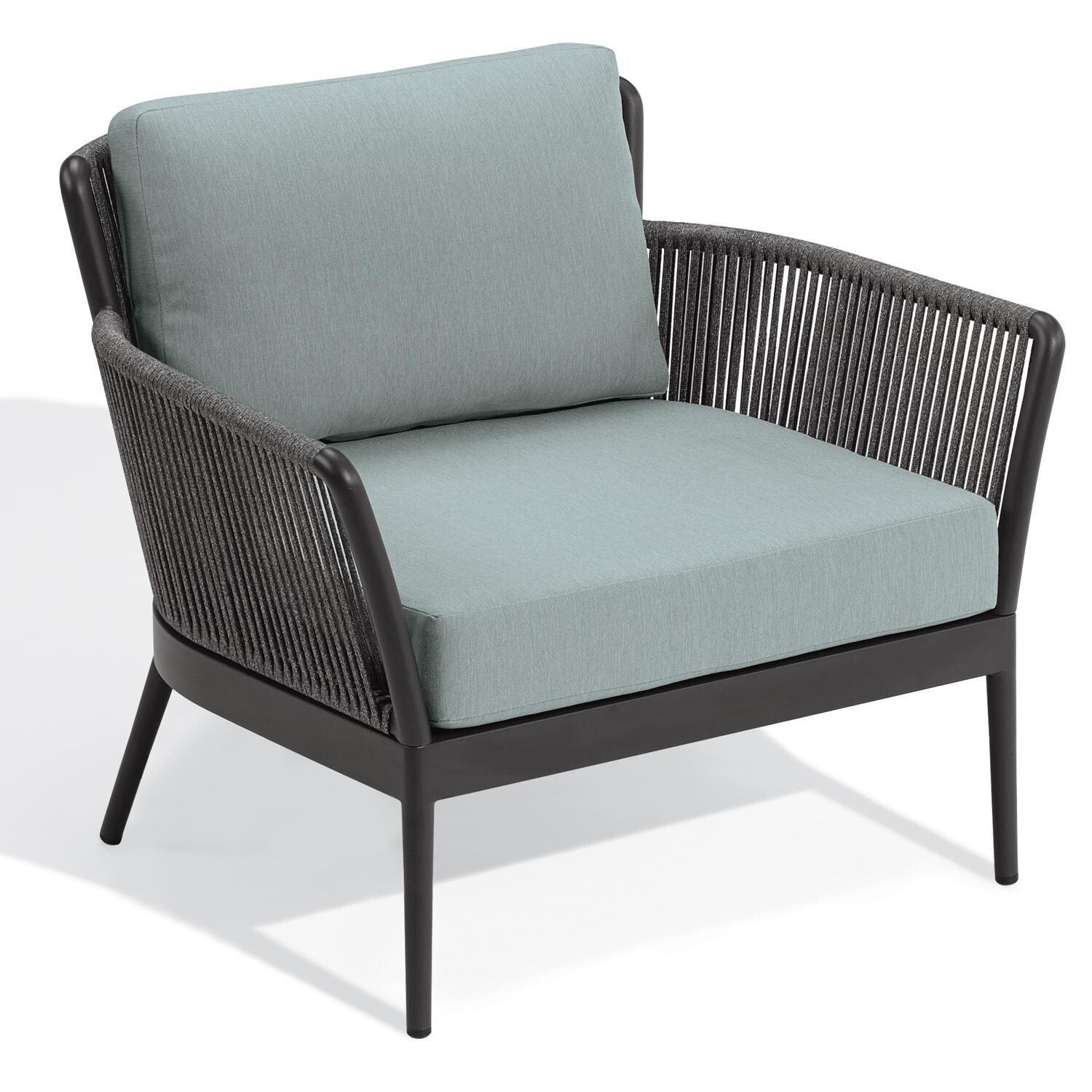 Oxford Garden Nette Olefin Rope & Aluminum Club Chair in Carbon/Seafoam - Front View thumbnail