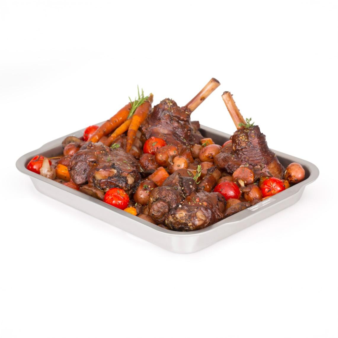 Broil King Stainless Steel Roasting/ Drip Pan - 63106 - With Food - White Background thumbnail