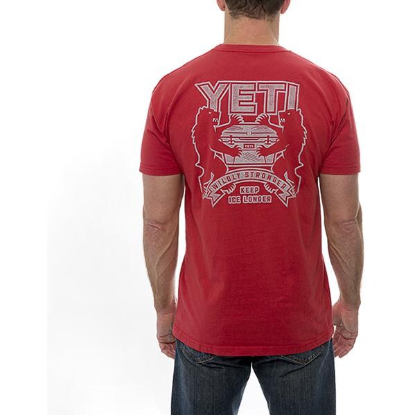 YETI Coat Of Arms Pocket T-Shirt - Brick Red - Back thumbnail