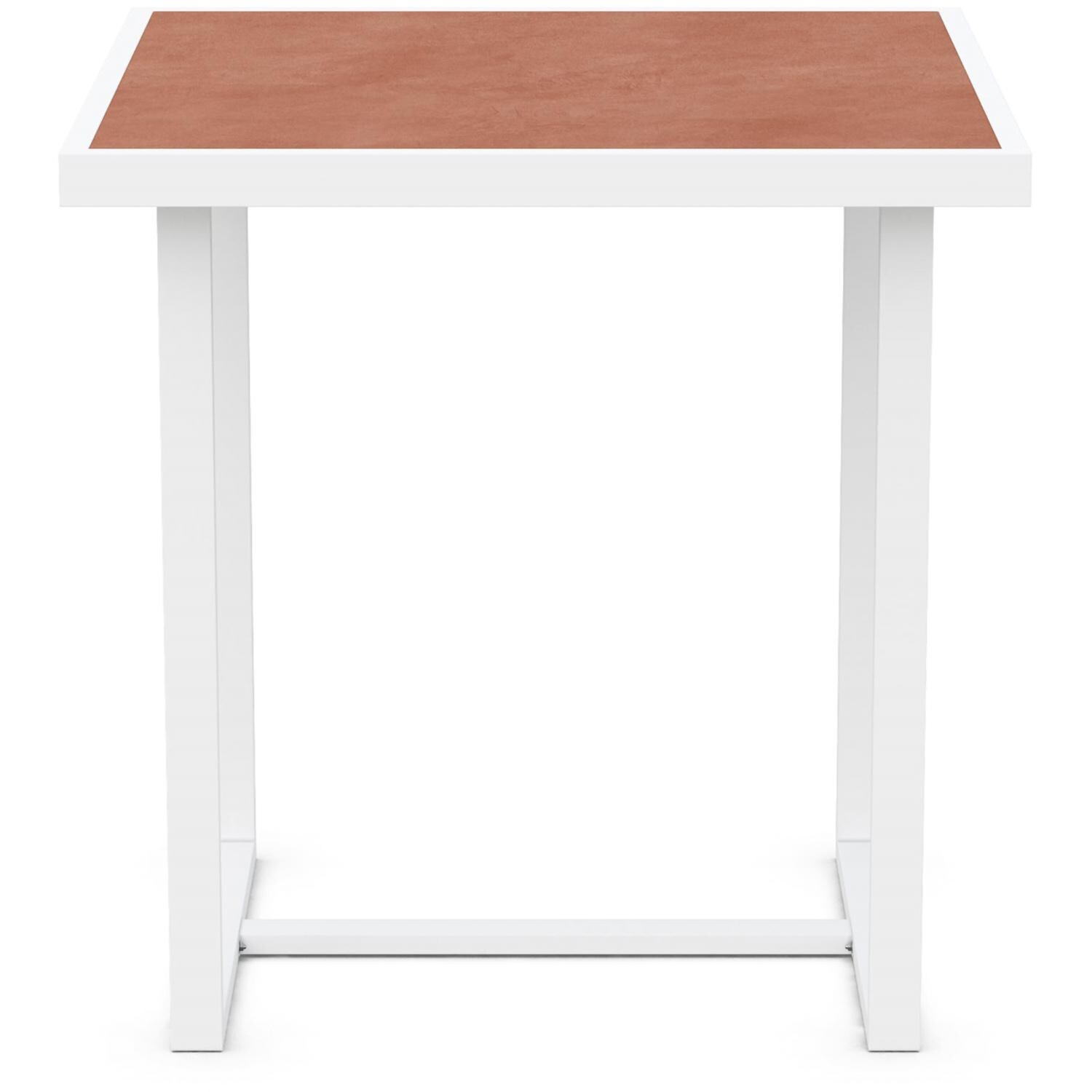 Azzurro Living Pavia 35 Inch White Aluminum Counter Table W/ Umber Dekton Top - Front - White Background thumbnail