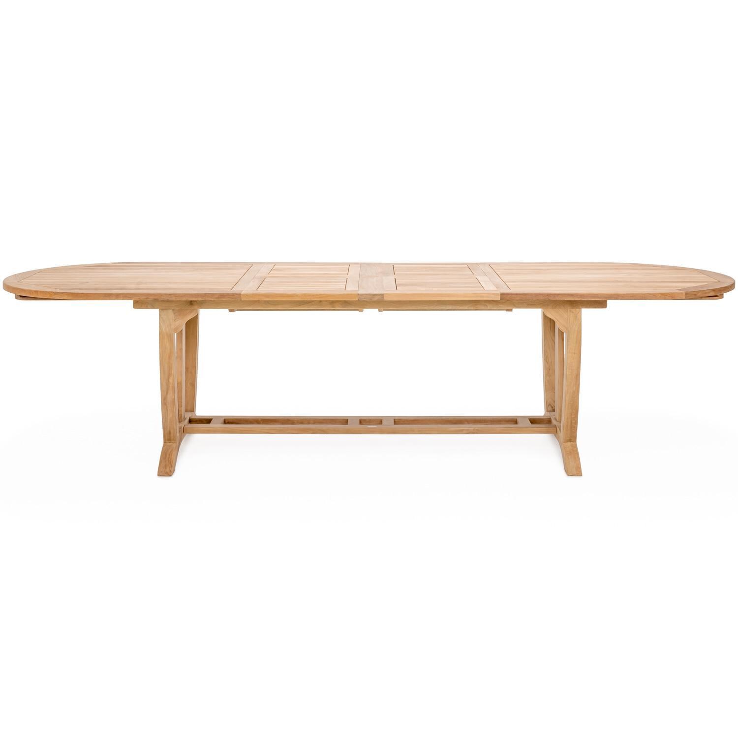 Teak + Table Capri 7 Piece Dining Set W/ 67/94 Inch Expansion Table - 67/94-Inch Expansion Table Expanded - White Background thumbnail