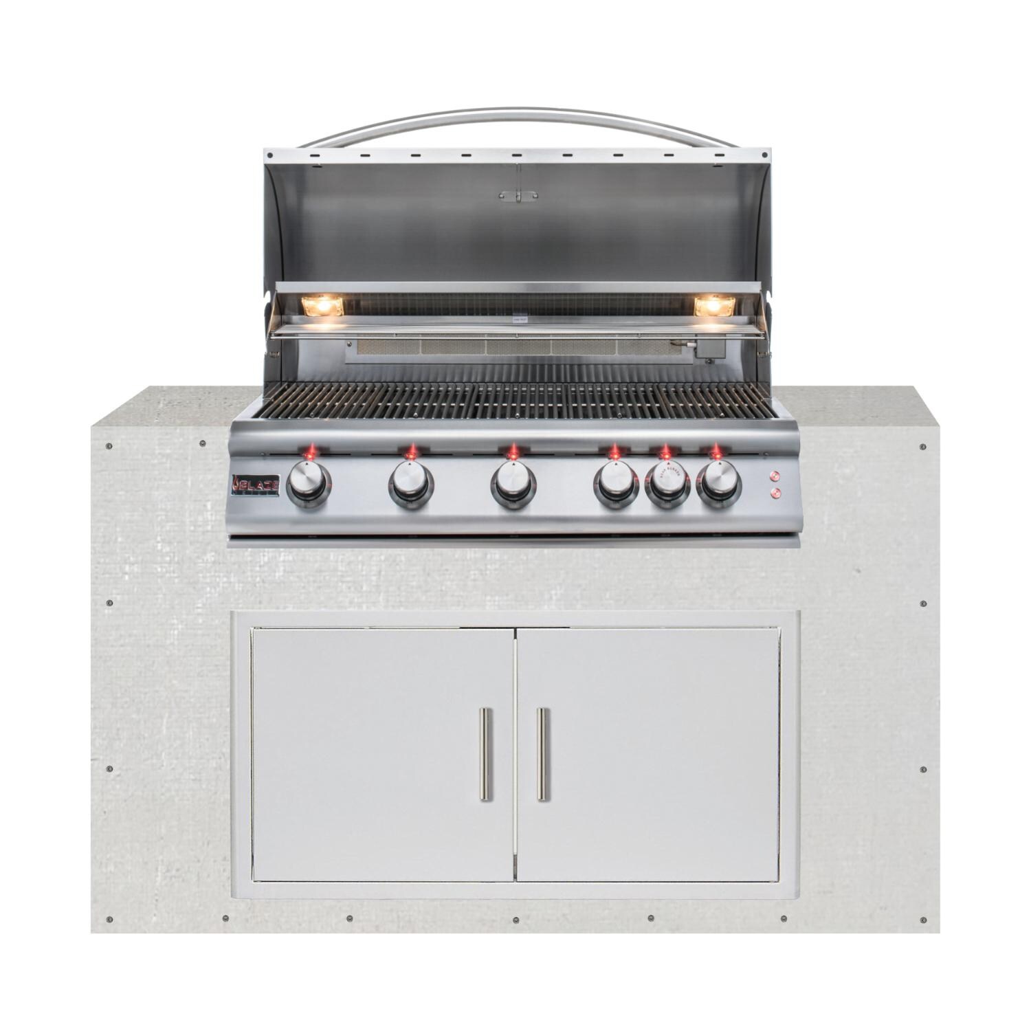 BBQGuys Signature 60-Inch Ready for Finish Outdoor Kitchen Module w/ Blaze Premium LTE 40-Inch Propane Grill & Double Doors thumbnail