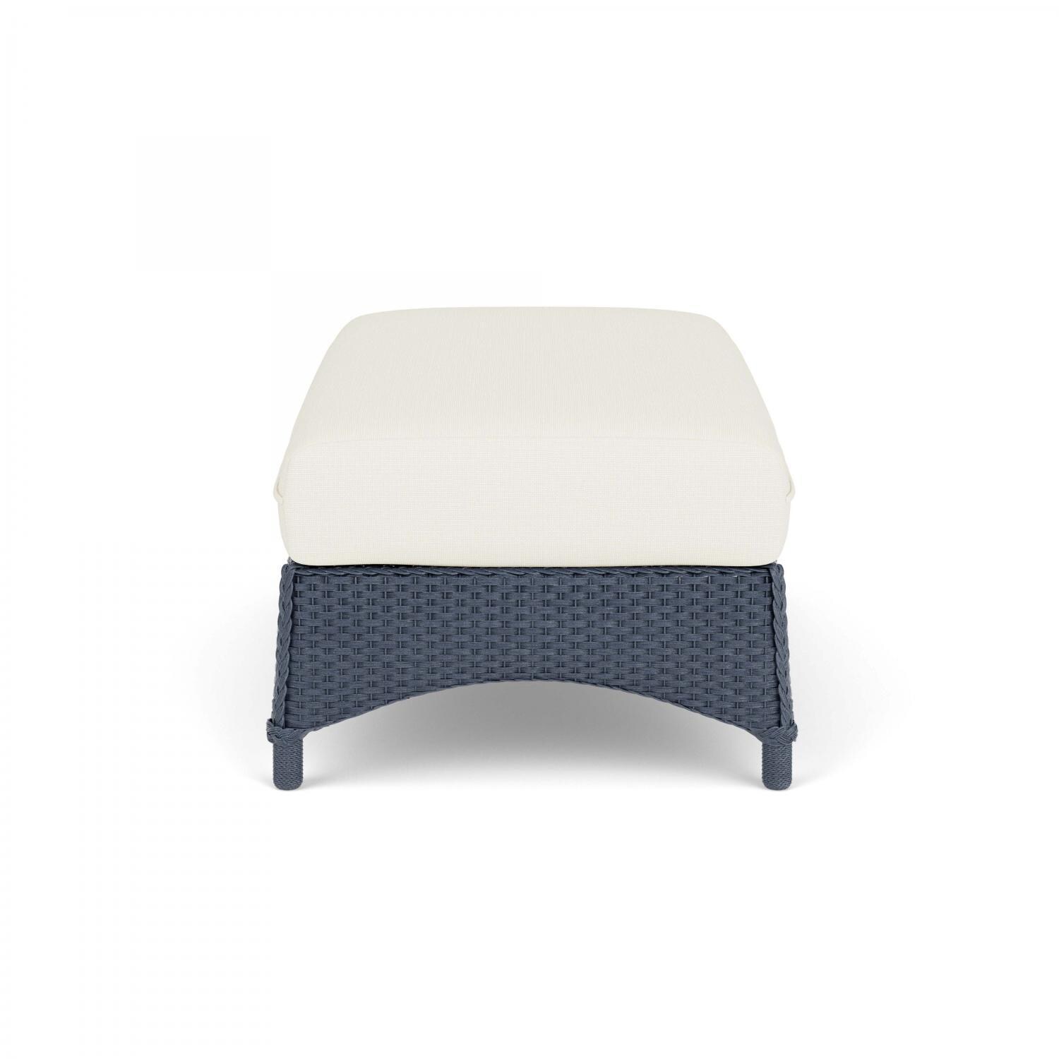 Lloyd Flanders Mandalay Large Ottoman in Denim Blue Finish with Sailcloth Salt Fabric - Side thumbnail