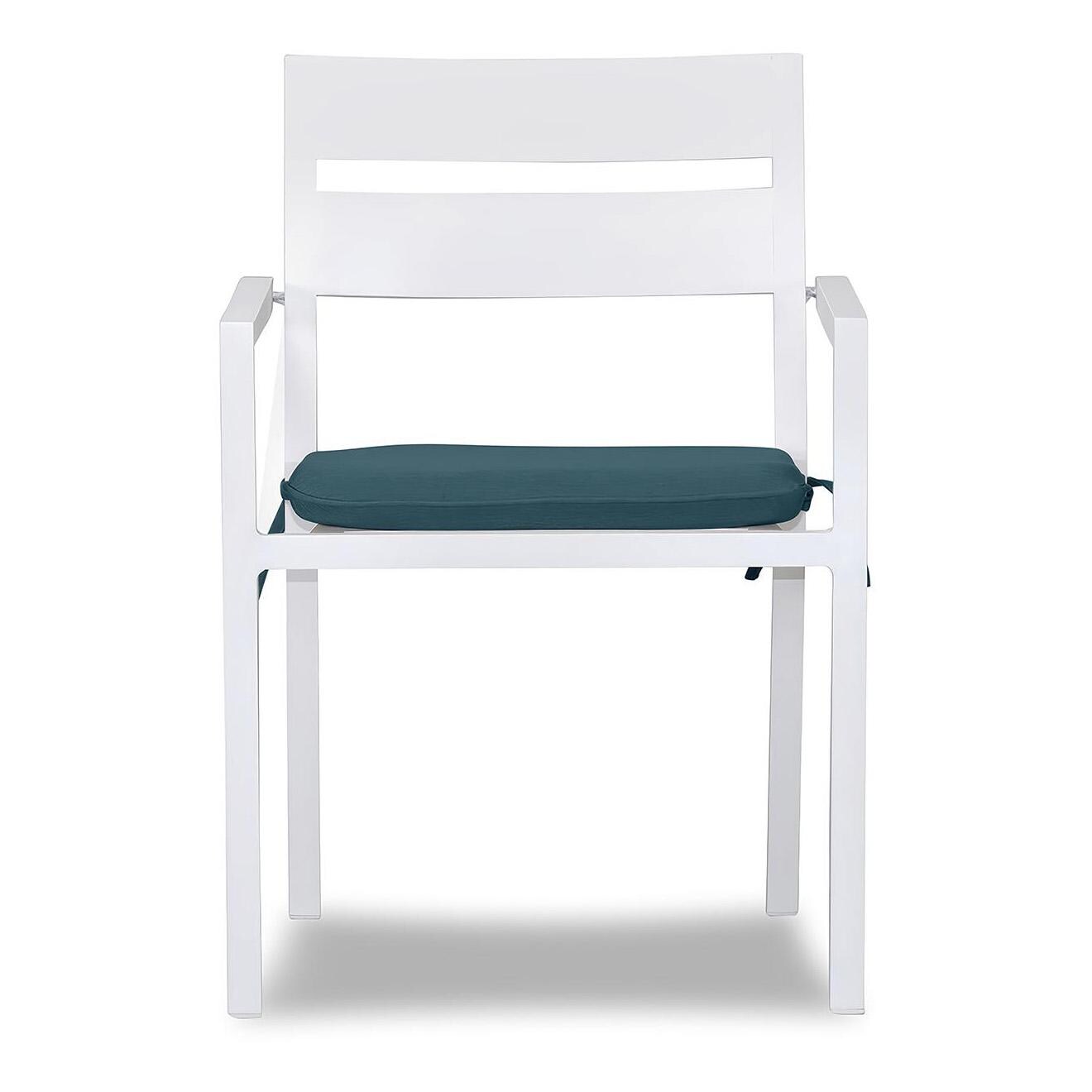 Calm Bay Aluminum Dining Arm Chair in White/Cast Lagoon by Lakeview Outdoor Designs - Front - White Background thumbnail