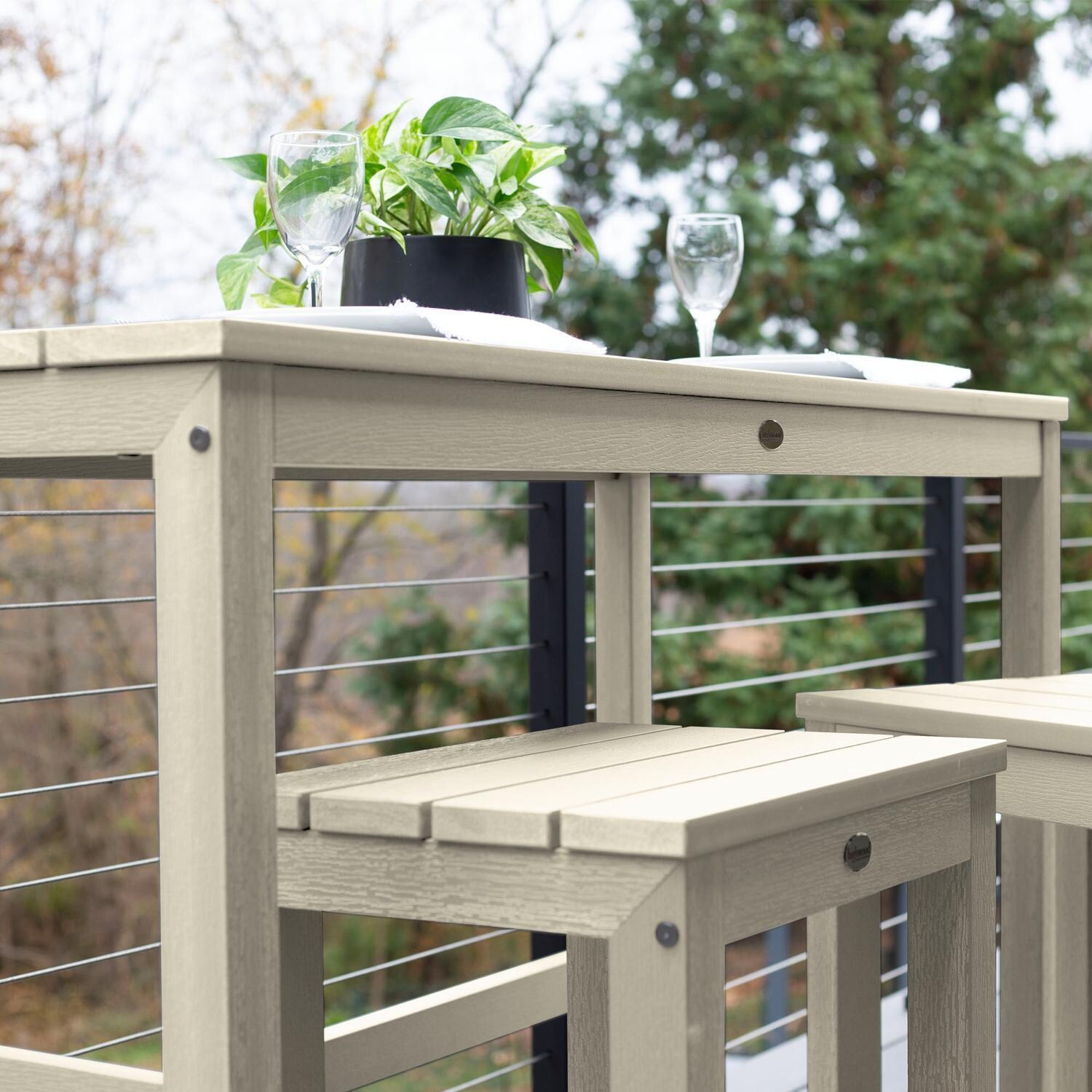 Lakeview Audubon 3 Pc Recycled Plastic Counter Height Balcony Dining Bar Set in Whitewash - Low Angle - Lifestyle thumbnail