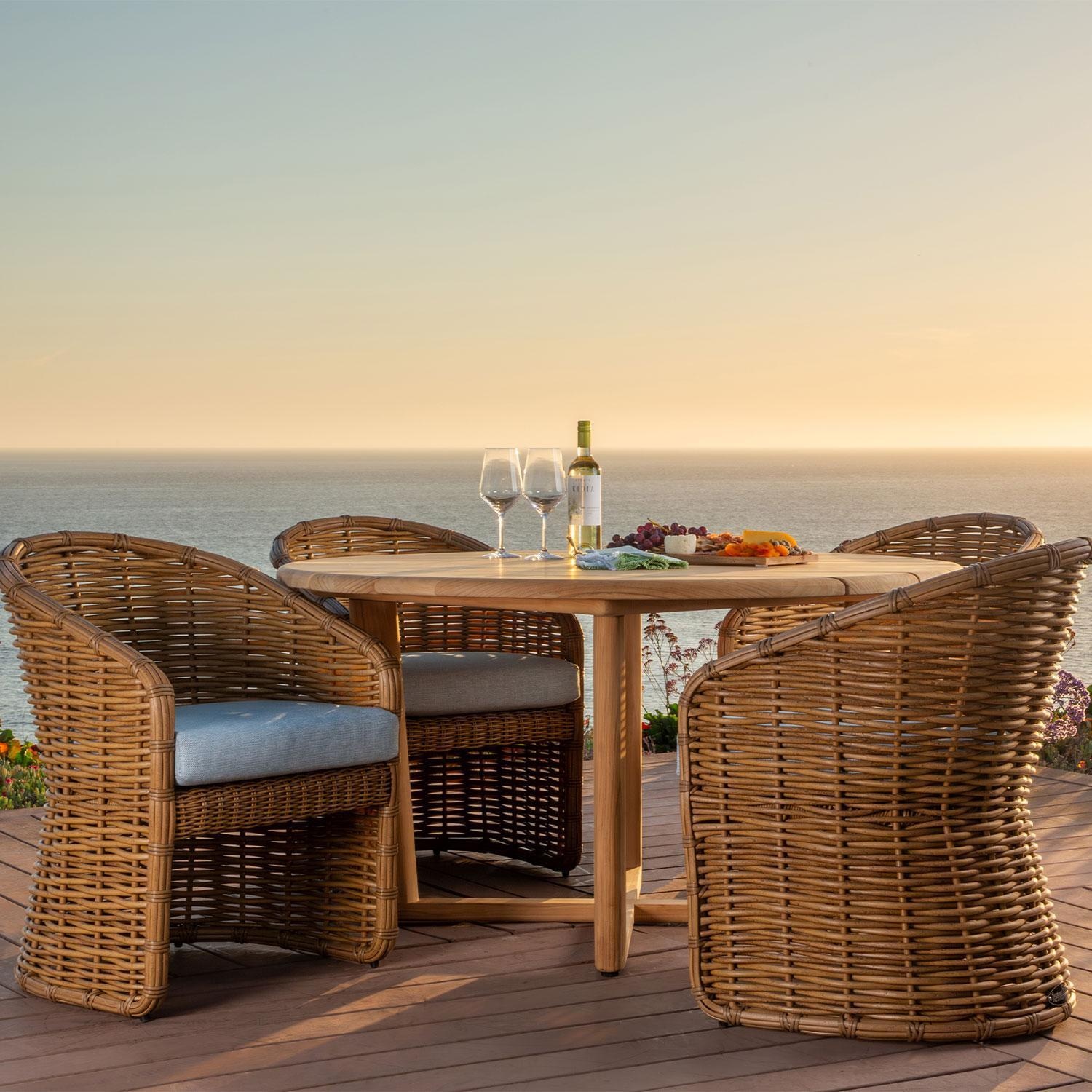 Playa 5 Pc Resin Wicker/Teak Patio Dining Set By Sunset West