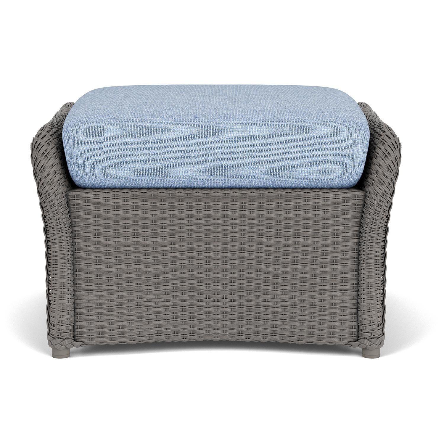 Weekend Retreat Lloyd Loom Ottoman in Pewter/Demo Skyway by Lloyd Flanders