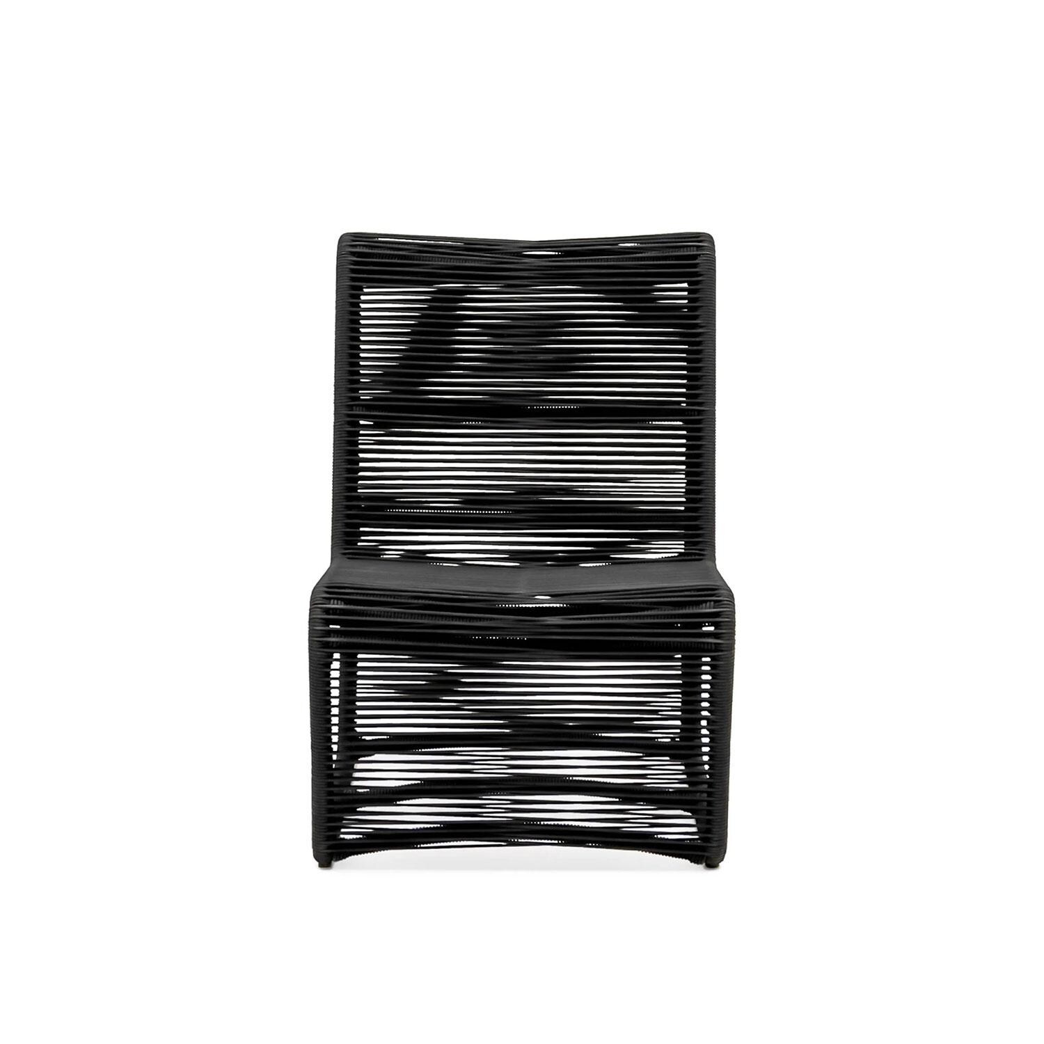 Pelican View Sling Armless Club Chair in Black by Lakeview Outdoor Designs - Front View - White Background thumbnail