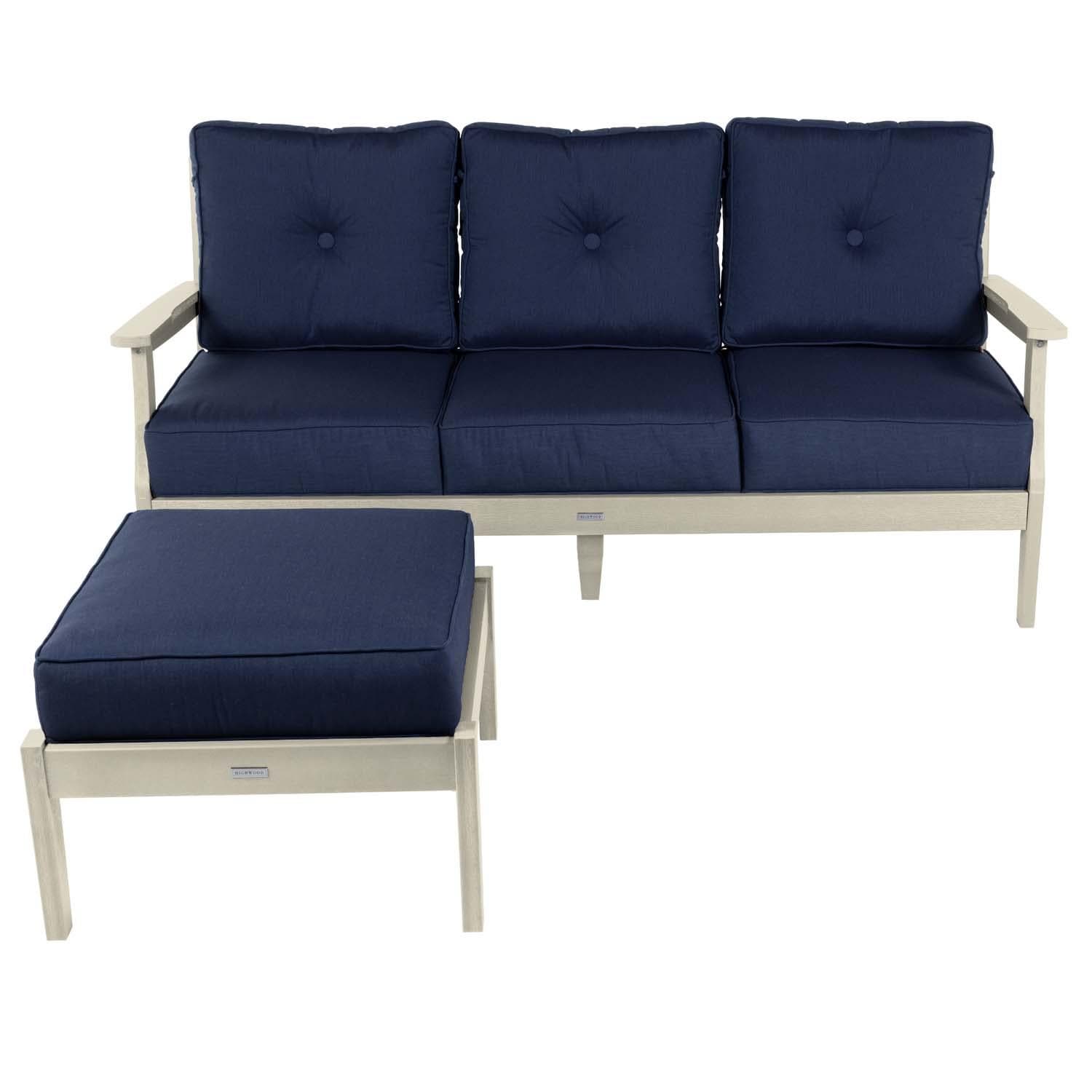 Blushing Bay 2 Pc Recycled Plastic Seating Set in Spectrum Indigo/Whitewash by Lakeview Outdoor Designs - Front View - White Background thumbnail