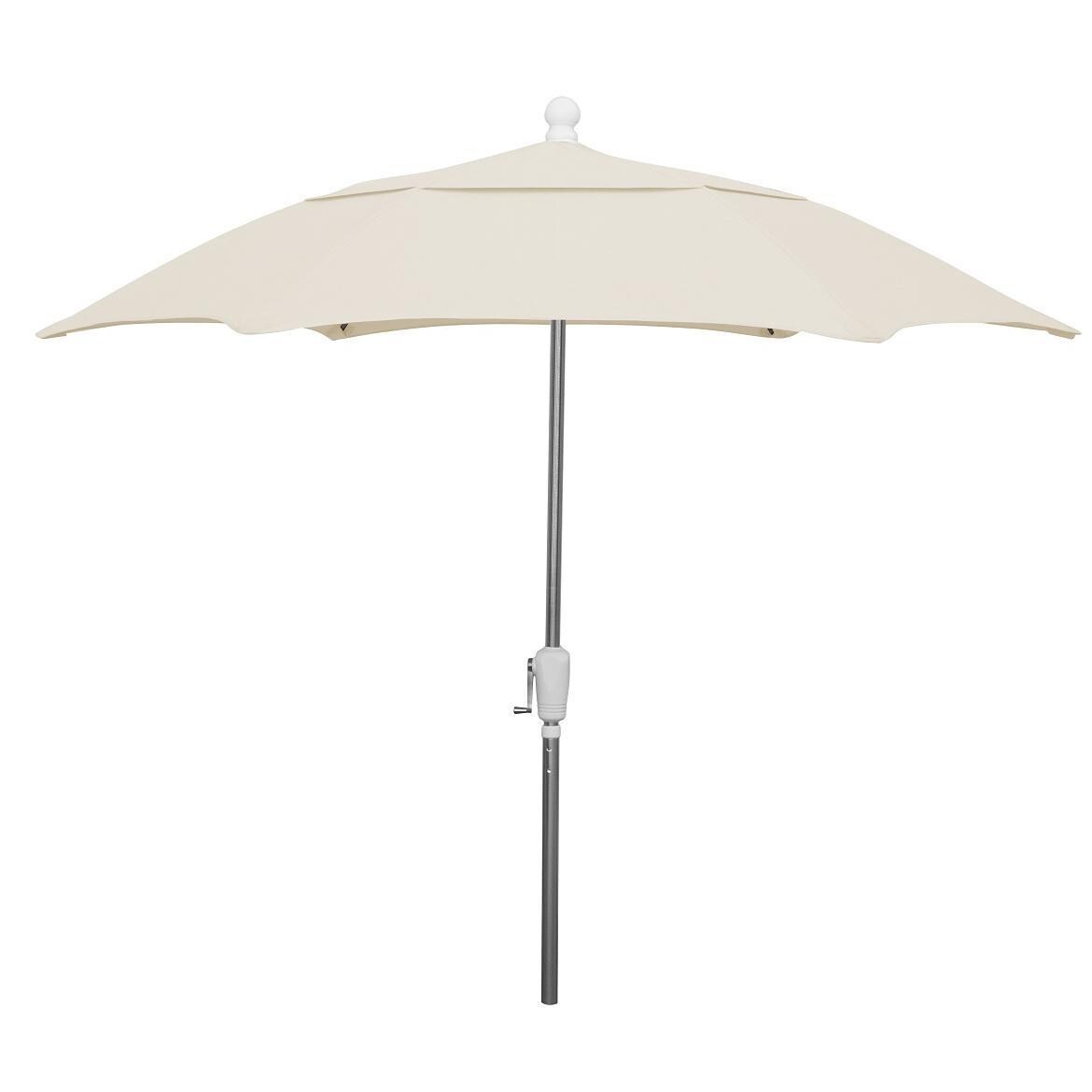 FiberBuilt 7.5 Ft. Aluminum Market Patio Umbrella W/ Crank Lift - Silver Pole / Natural Olefin