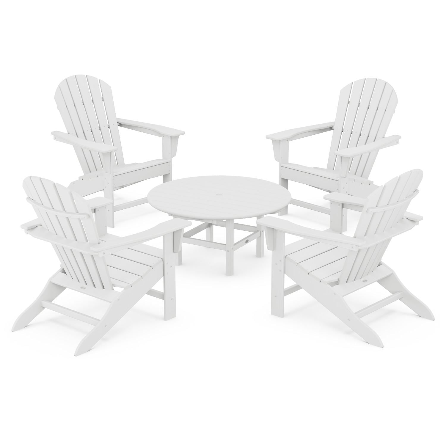 POLYWOOD South Beach 5 Pc Recycled Plastic Seating Set in White by - PWS105-1-WH