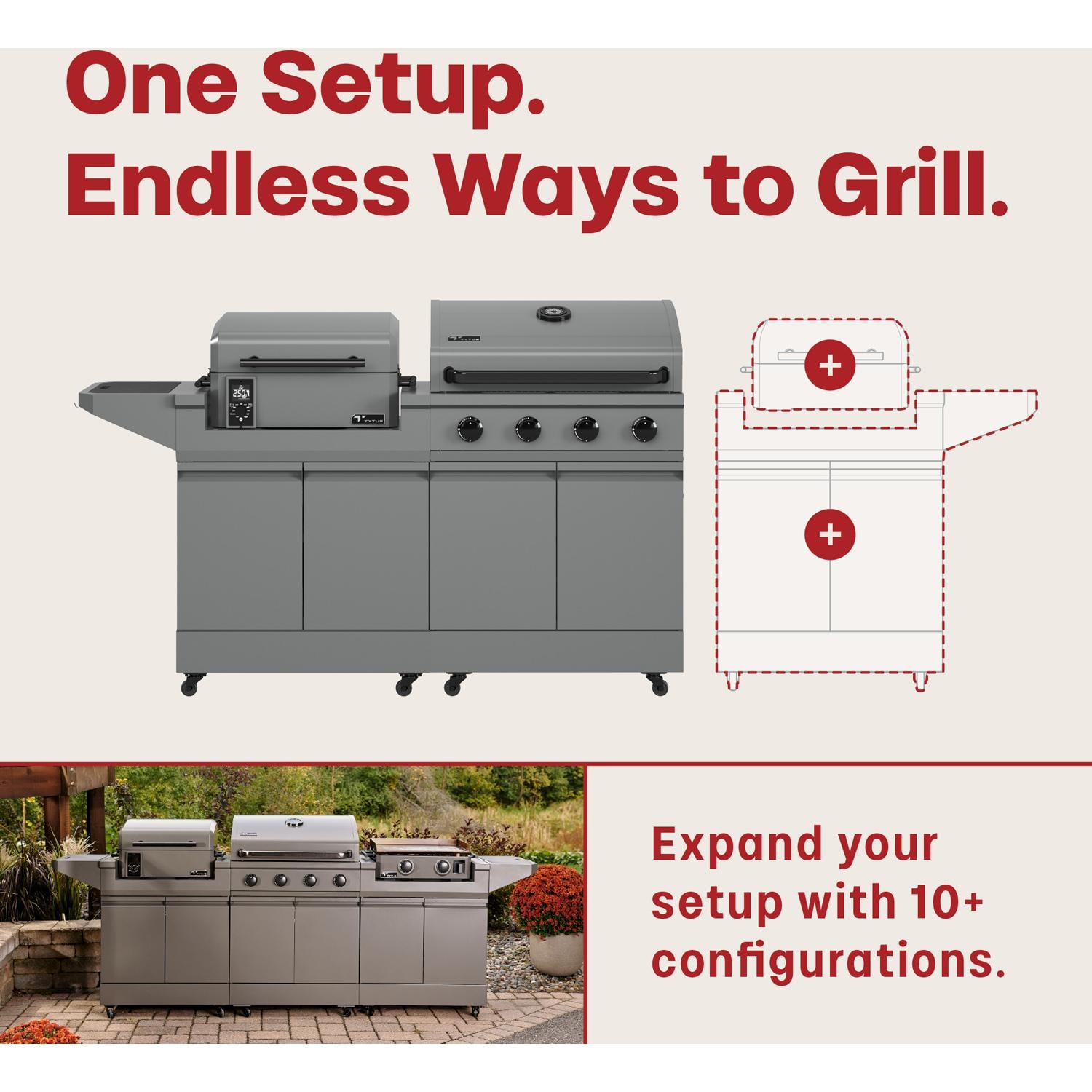 TYTUS TDT-BUN-055 Modular Duo w/ 4-Burner Gas Grill & Pellet Grill - Modular Setup - Detail thumbnail