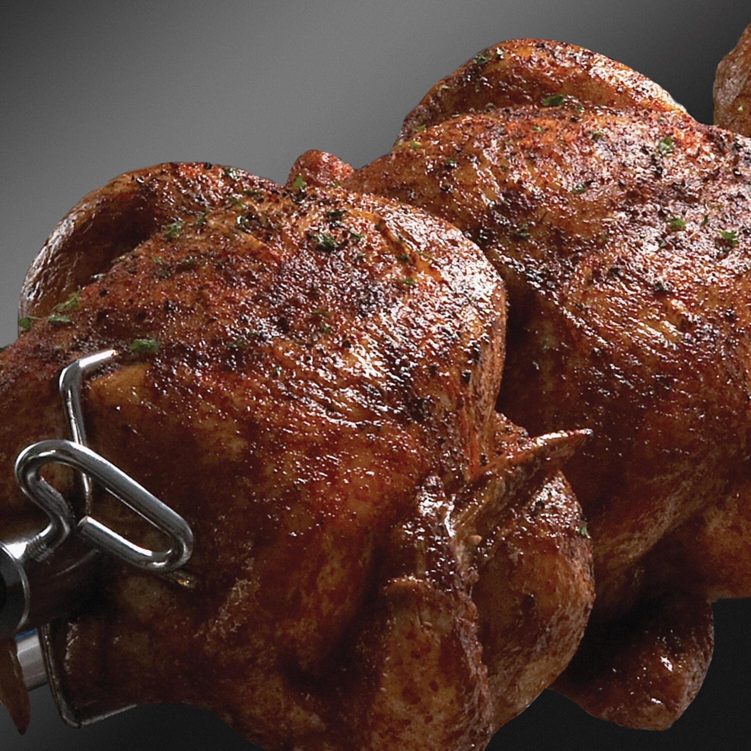 Broil King - 957084 - Imperial S 690i 6-Burner Built-In Propane Gas Grill With Rotisserie & Side Burner - Stainless Steel - Chicken On Rotisserie thumbnail