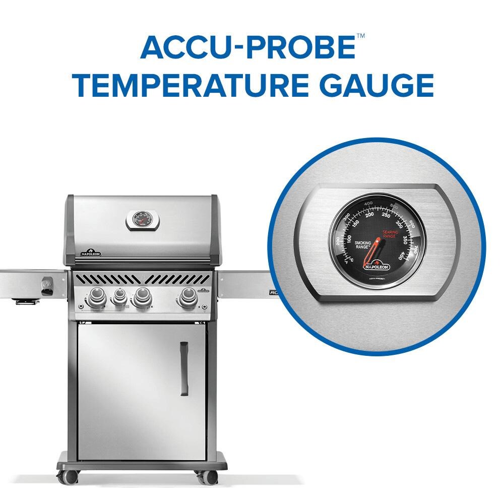 Napoleon RP425SIBPSS-2 Rogue PRO 425 3-Burner Propane Grill w/ Infrared Side Burner - RP425SIBPSS-2 - Temperature Gauge - Detail thumbnail