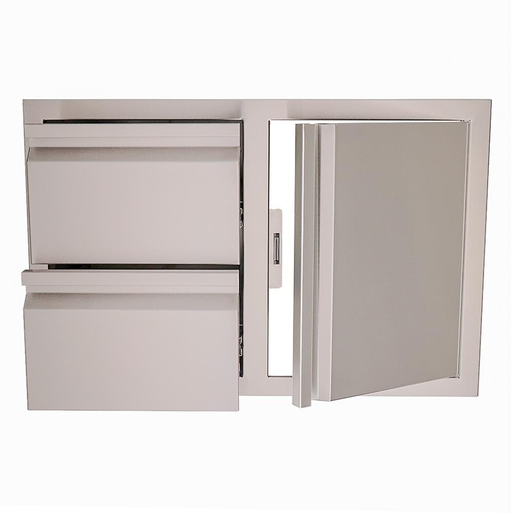 RCS VDC1SCR Valiant Double Soft Close Drawer & Right Hinged Door Combo - Door Open - White Background thumbnail