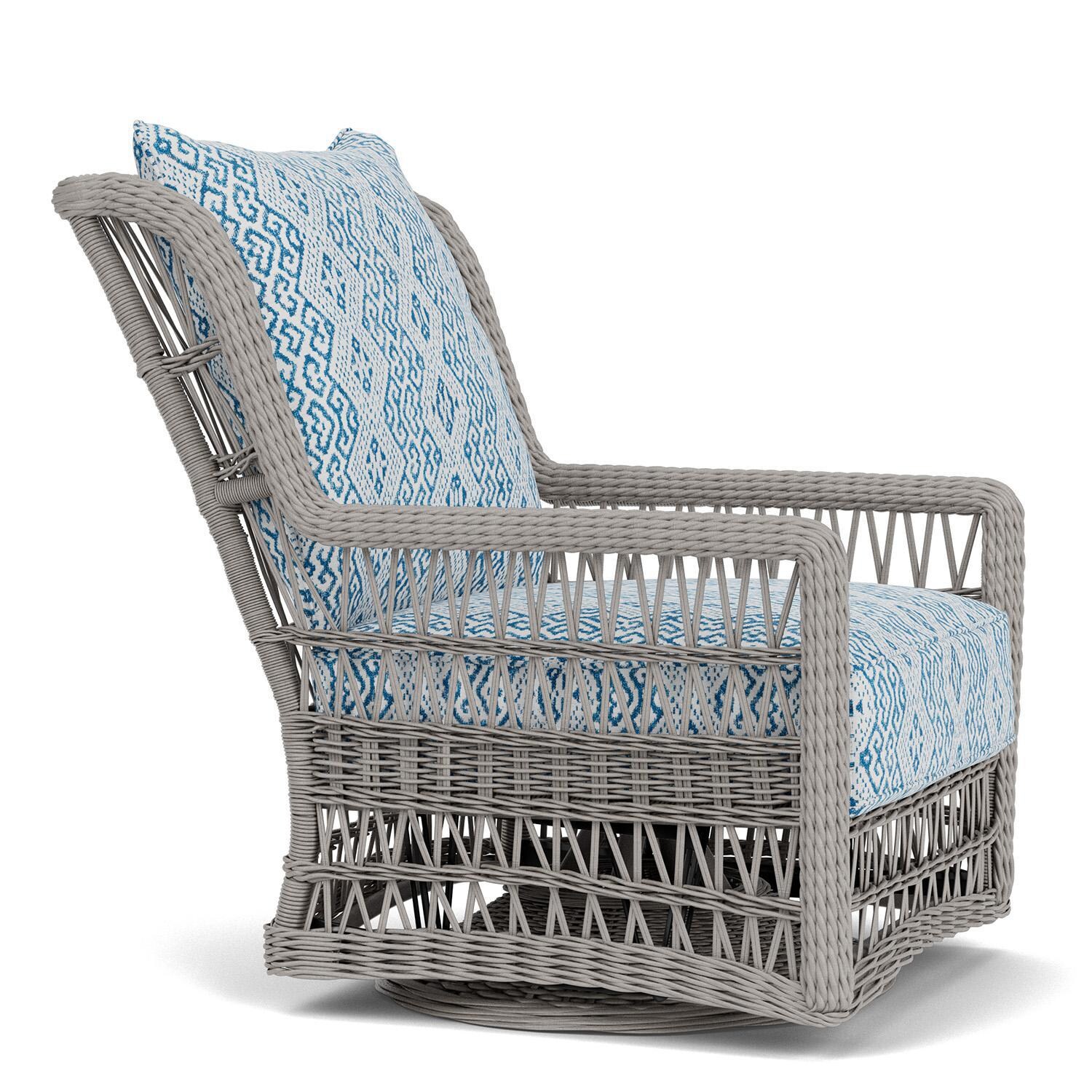 Lloyd Flanders Mackinac High Back Swivel Glider Lounge Chair in Putty Finish with Aman Capri Fabric - Right Side thumbnail