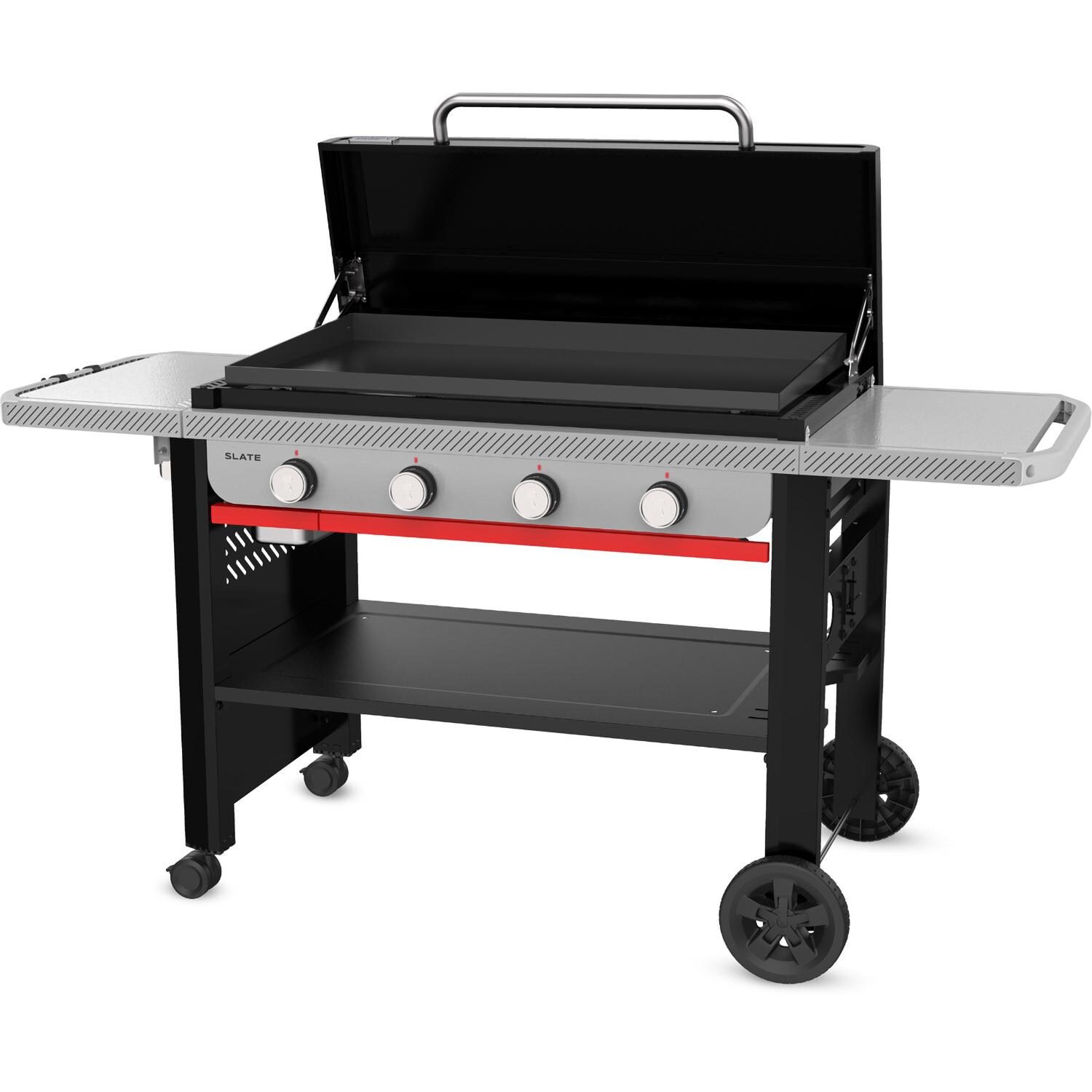 Weber Slate 36-in Rust-Resistant Propane Griddle - Black - 1502036 - Angled Right Open - White Background thumbnail