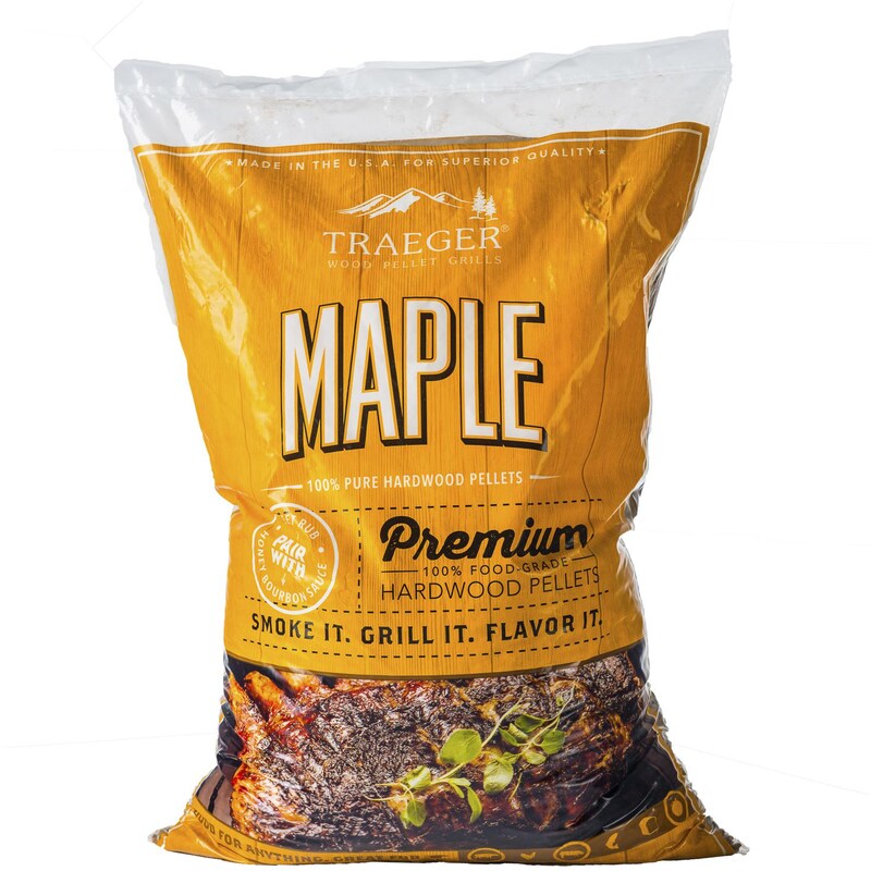 Traeger 20 Lb. Natural Hardwood Pellets Maple BBQ Guys