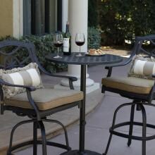 Darlee Ten Star 3 Piece Cast Aluminum Patio Bar Set With Swivel Bar Stools image