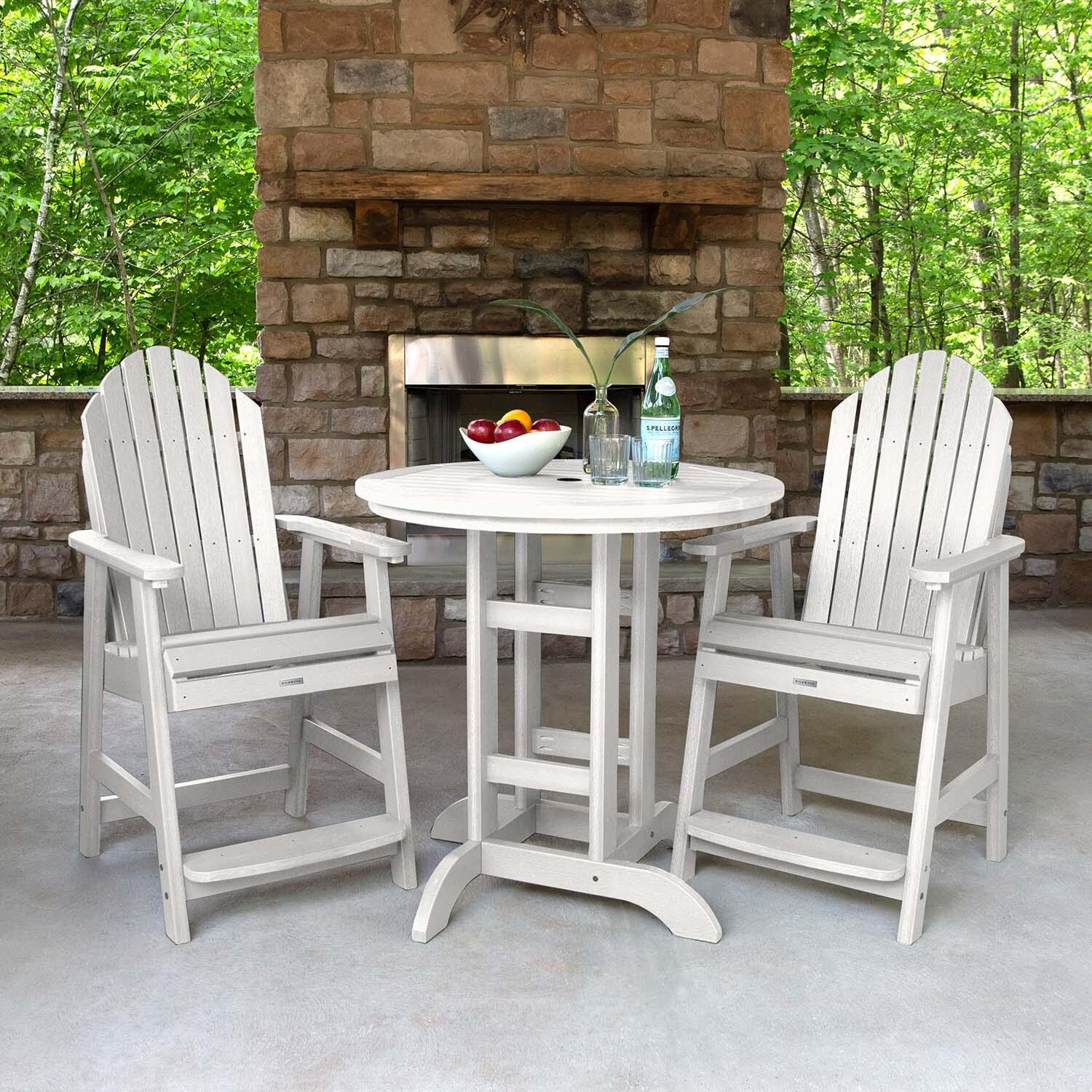 Dream Bay 3 Pc Recycled Plastic Round Counter Dining Set in White By Lakeview Outdoor Designs - Lifestyle thumbnail