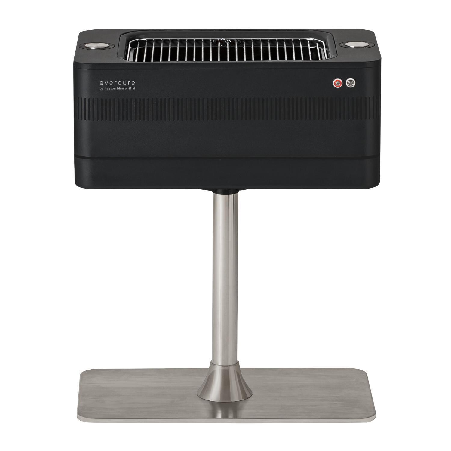 Everdure HBCE1BBSUS FUSION 29-Inch Charcoal Grill w/ Rotisserie & Electronic Ignition - Matte Black - Rotisserie Stored Away - White Background thumbnail