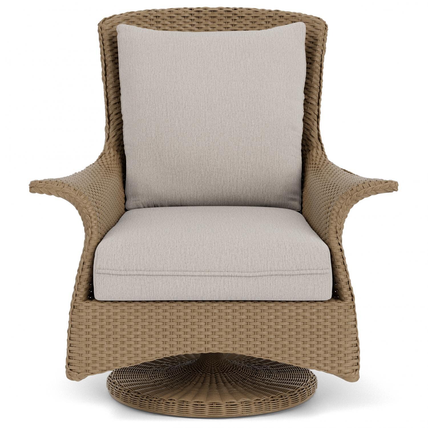 Mandalay Lloyd Loom Swivel Rocker Club Chair in Fawn/Remy Cloud by Lloyd Flanders