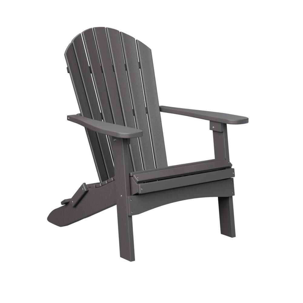 Comfo Back Recycled Plastic Folding Adirondack in Smoke Gray by Berlin Gardens