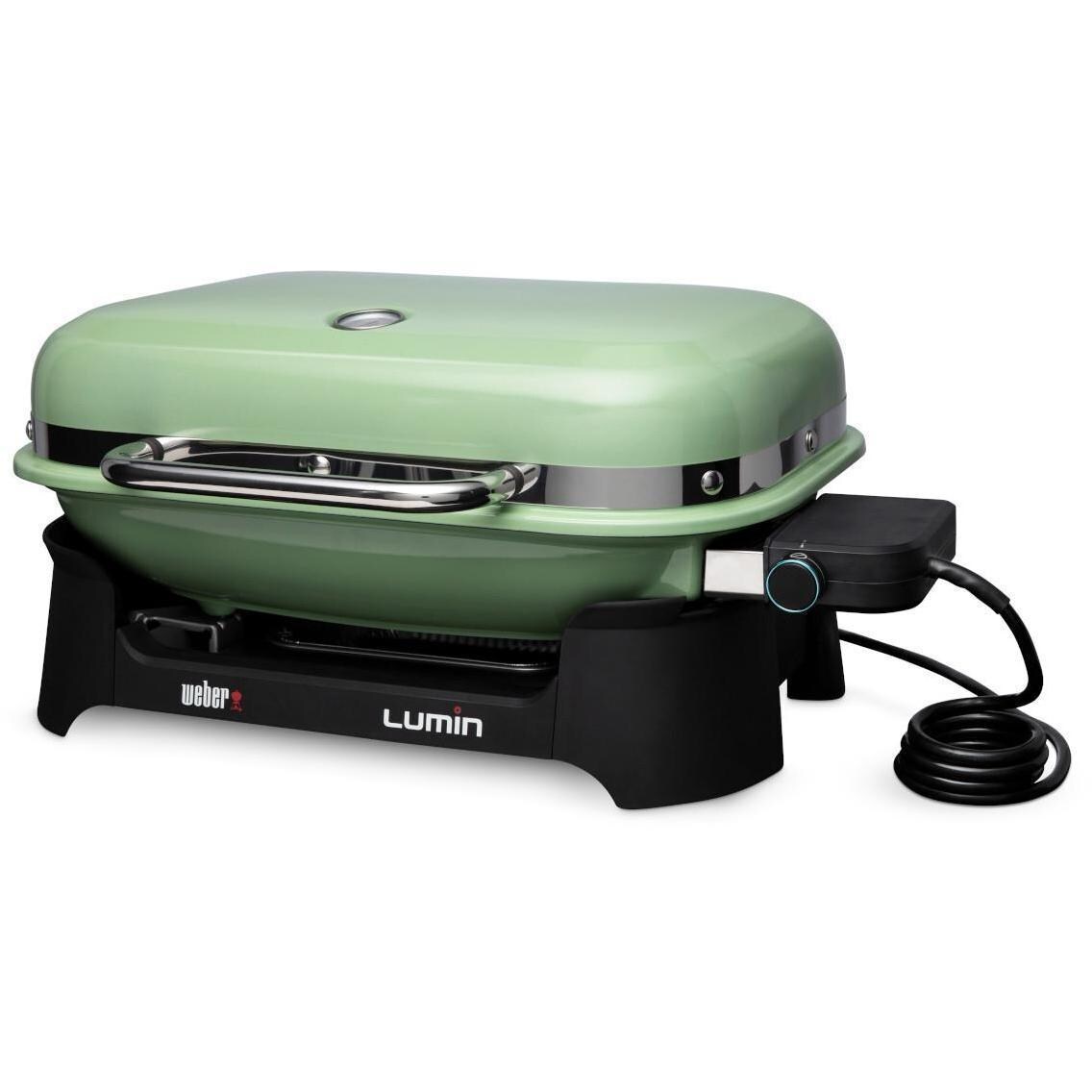 Weber 92070901 Seafoam Green Lumin Portable 1560 Watt Electric Grill - Right Side - White Background