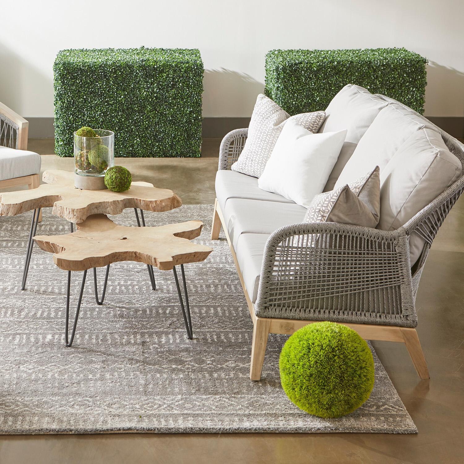 Lakeview Peninsula Way 3 Person Woven Rope Sofa in Platinum - Lifestyle thumbnail