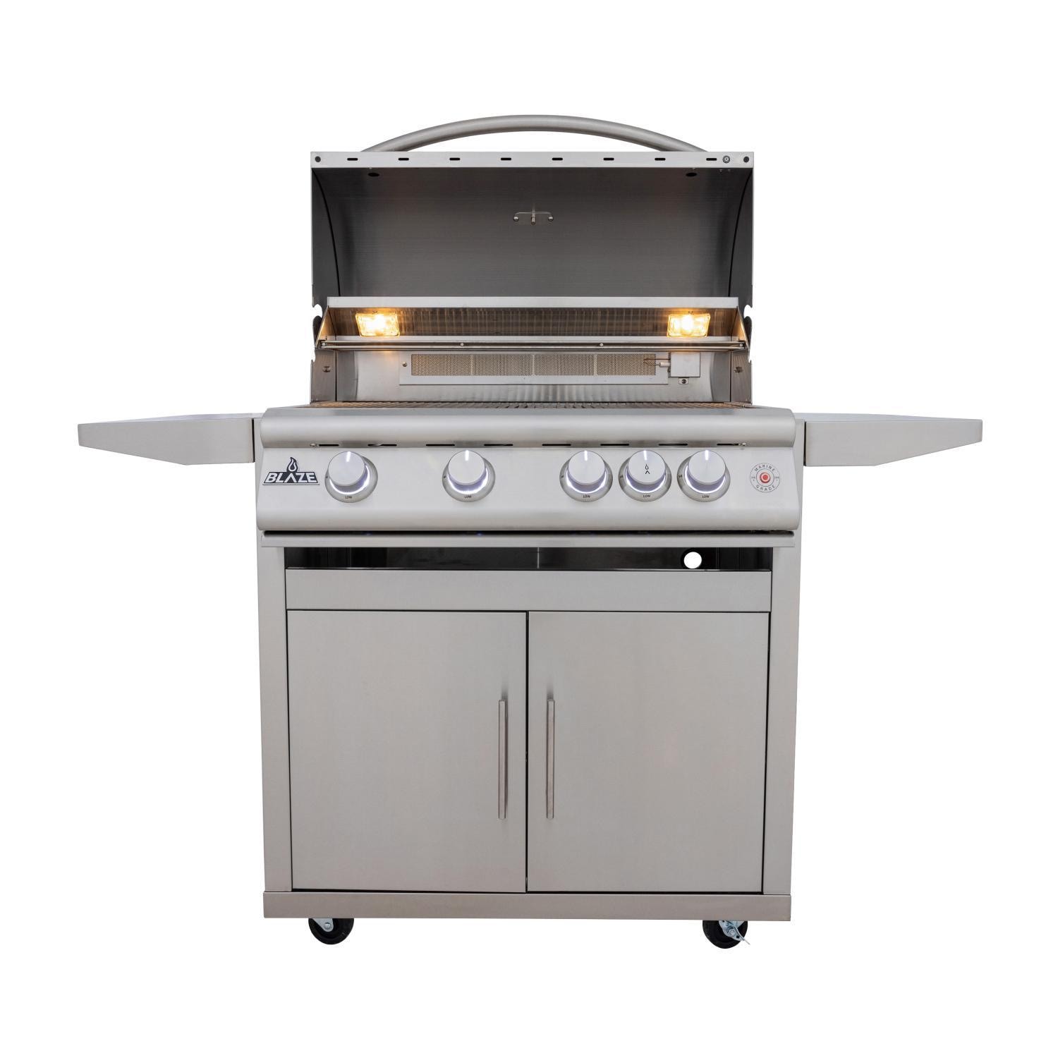 Blaze BLZ-4LTE3MG-LP Marine Grade Freestanding Propane Grill - White Background thumbnail