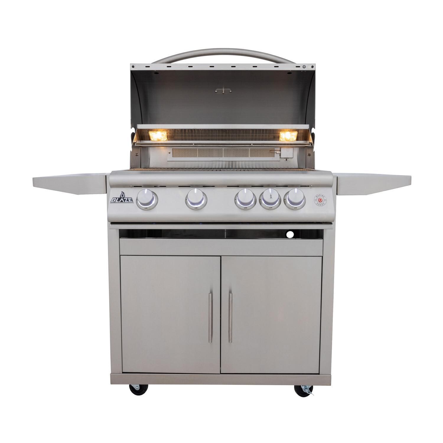 Blaze BLZ-4LTE3MG-LP Marine Grade Freestanding Propane Grill - White Background thumbnail