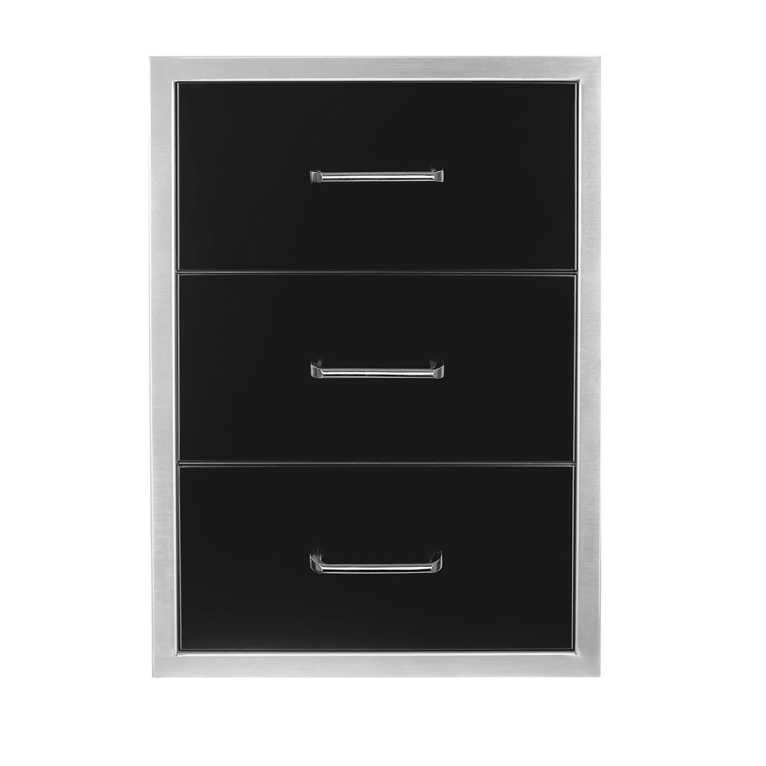 Wildfire 19 X 26 304 Black SS Triple Access Drawer - WFTDW1926-BSS