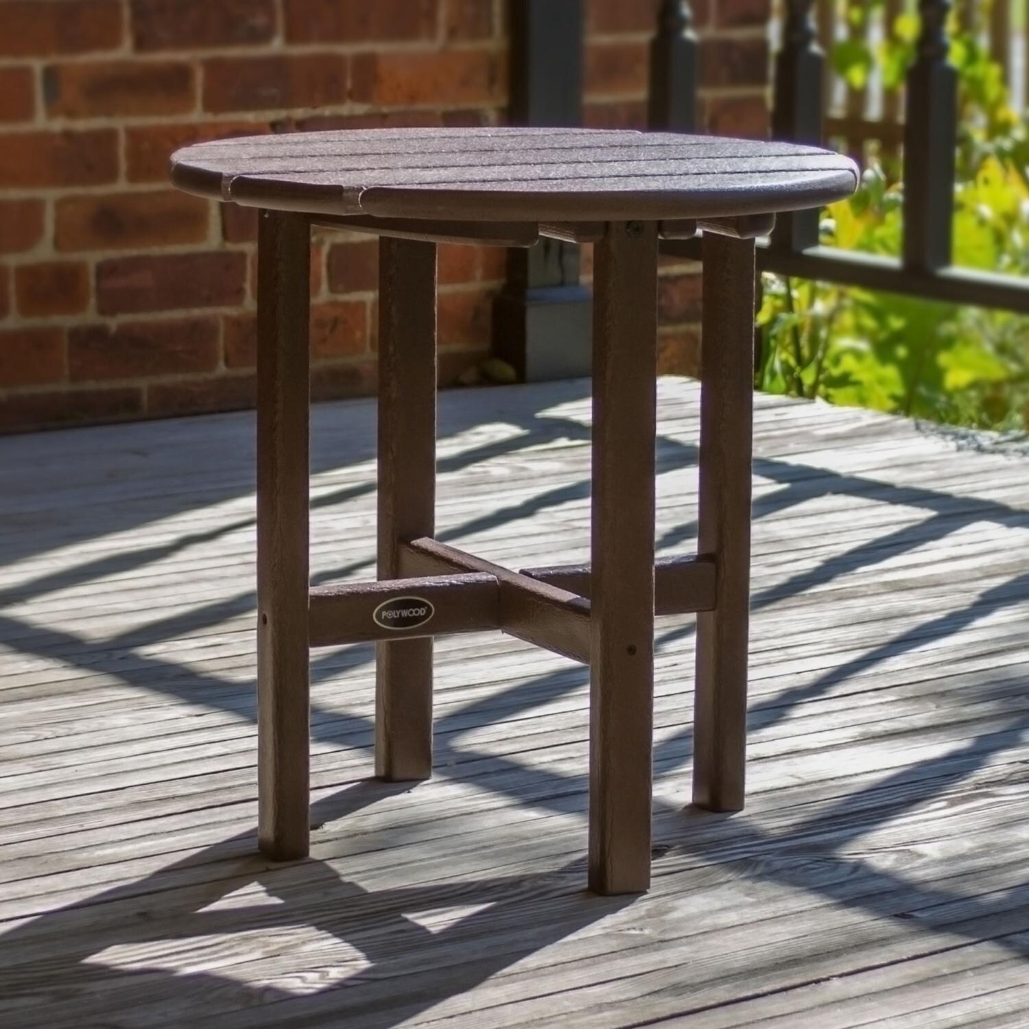 POLYWOOD 18-Inch Round Side Table - Mahogany - Lifestyle thumbnail