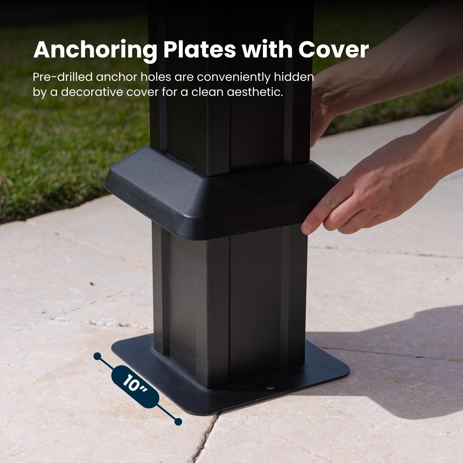 Paragon Outdoor GZ3-1012 Santa Monica 10' x 12' Aluminum Hard Top Gazebo - Anchoring Plates - Detail thumbnail